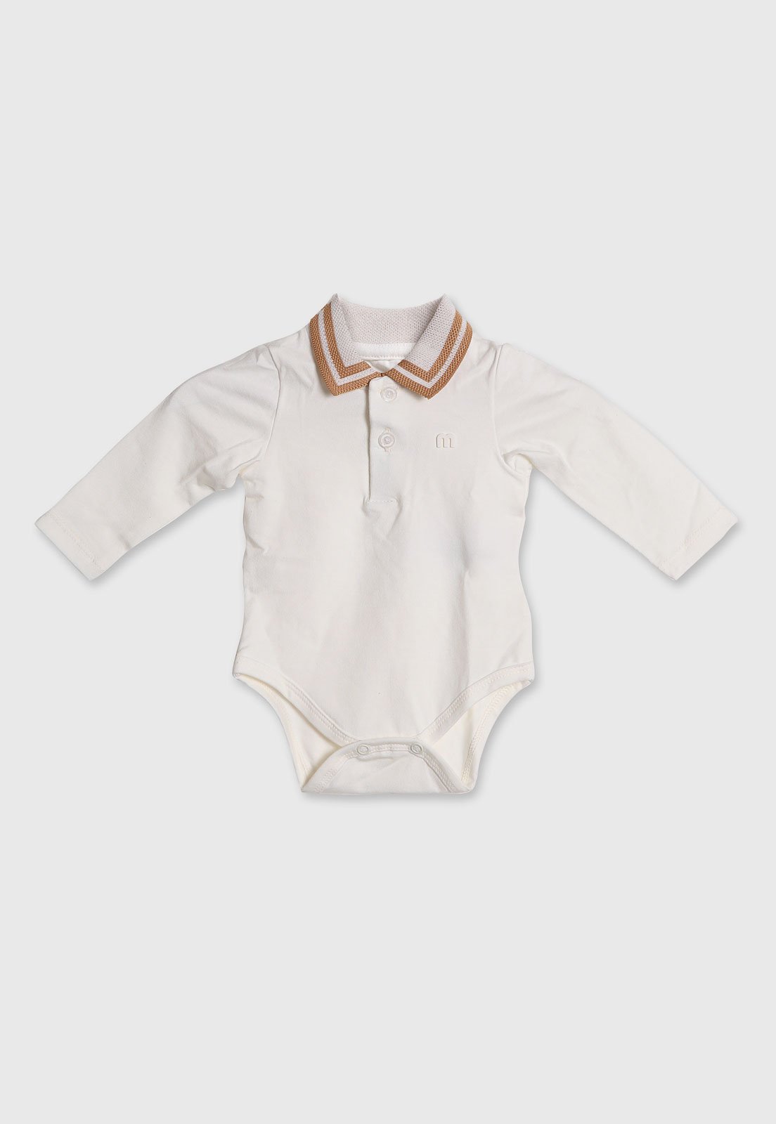 Infantil - Body Milon Manga Longa Gola Listrada Branco
