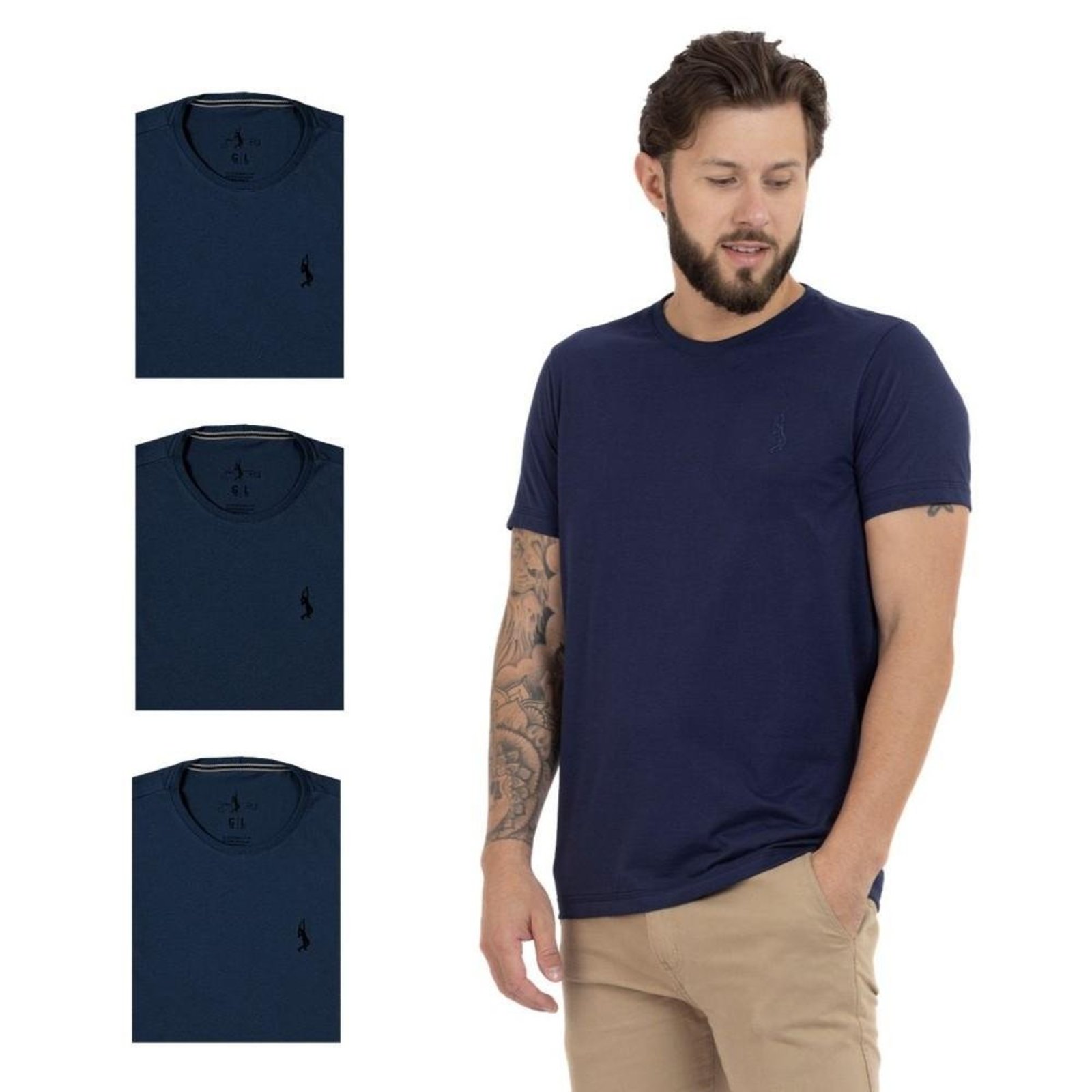 Kit 4 Camiseta Básica Casual Masculina Confortável em Malha Leve