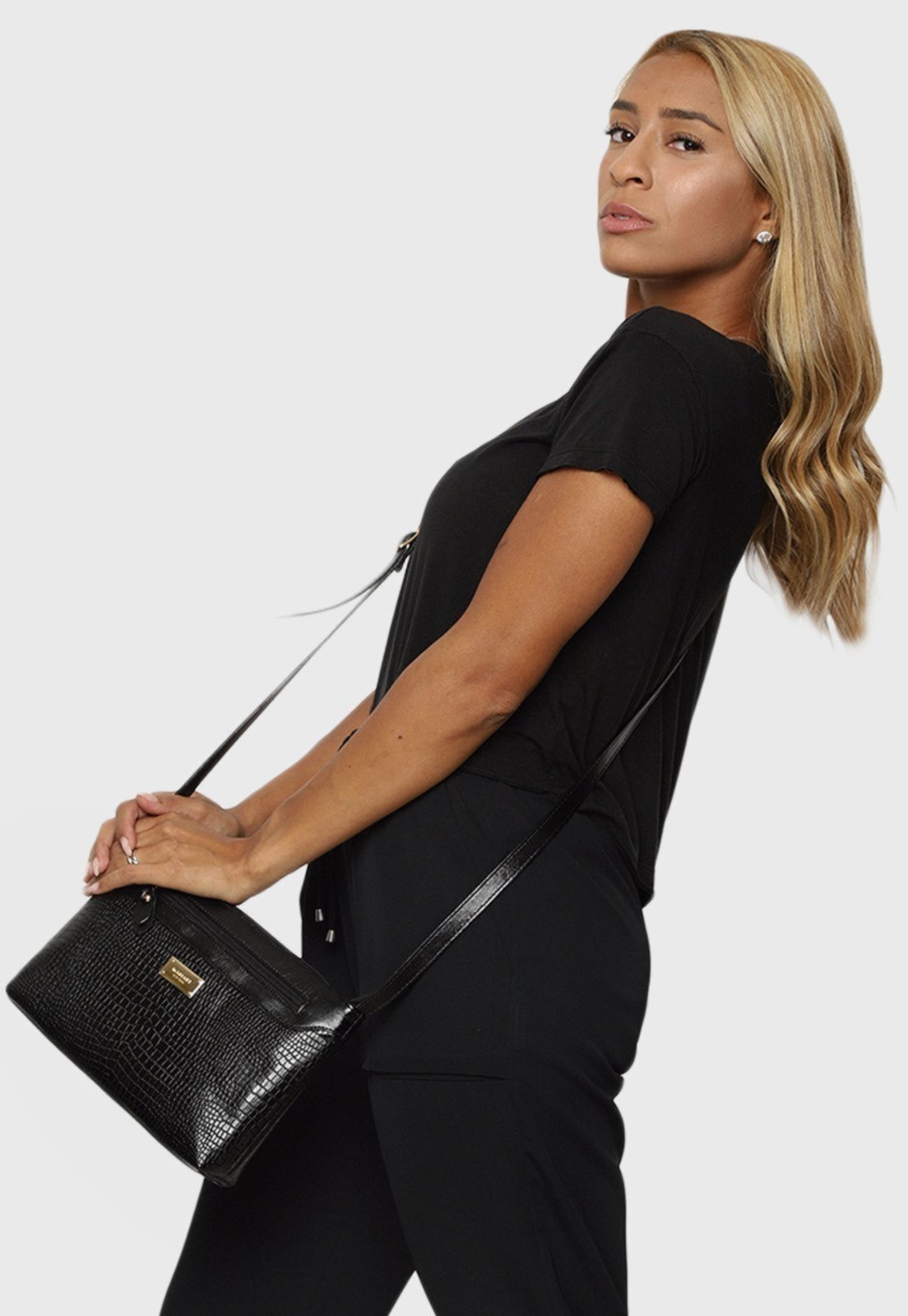 Bolsa Transversal Couro Mariart 2193MRT Preta