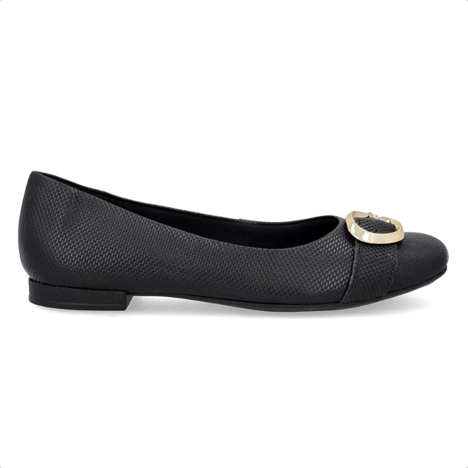 Sapatilha Usaflex Feminina Couro Salto Rasteiro UD10002 Preto