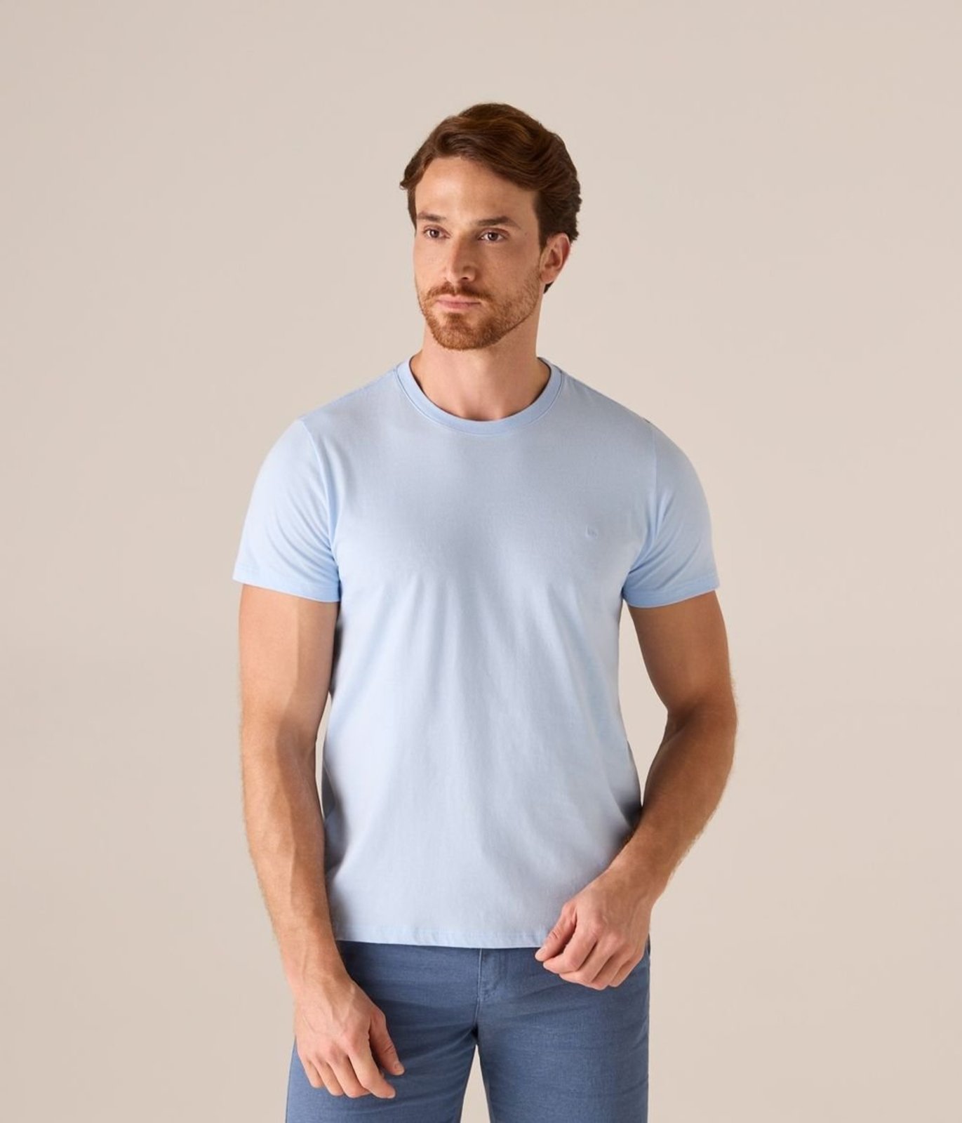 Camiseta Makenji Basica Manga Curta Decote Careca Masculina Azul Claro