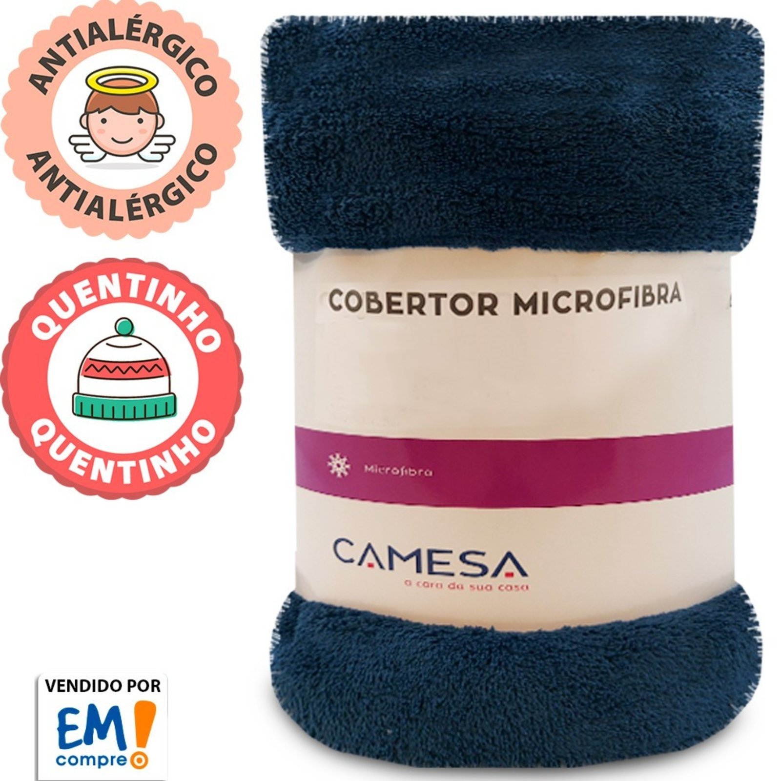 Vista 3 Manta Cobertor 150x220cm Microfibra Soft Macia Camesa azul Camesa azul