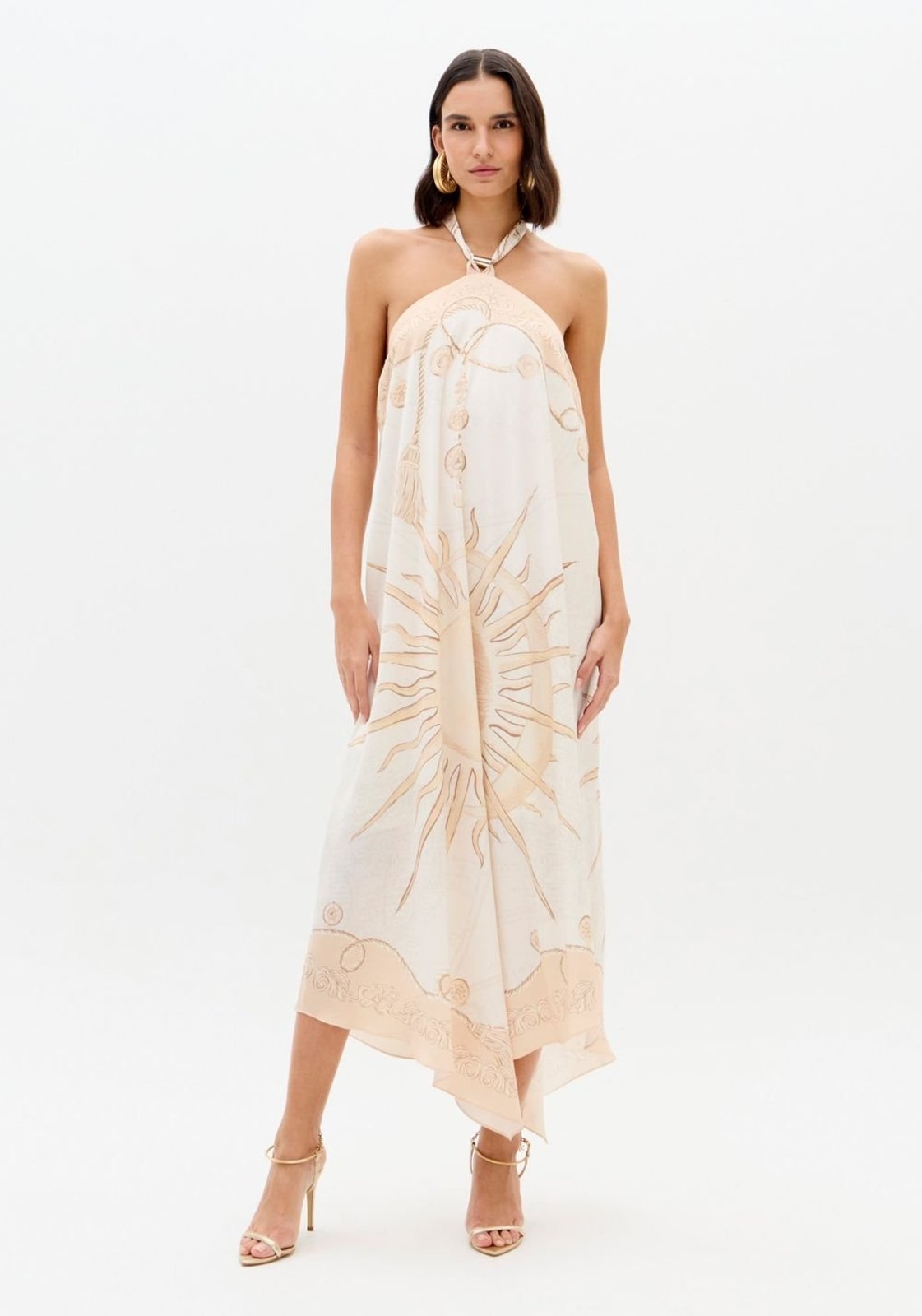 Vestido Super Midi Frente Única Estampado Lança Perfume
