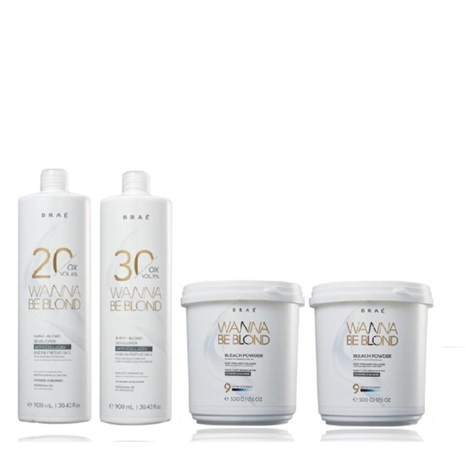 Vista 2 BRAÉ Wanna Be Blond Água Oxigenada 20v 900ml+Água Oxigenada 30v 900ml+2 Pó Descolorante 500g multicolorido BRAÉ multicolorido