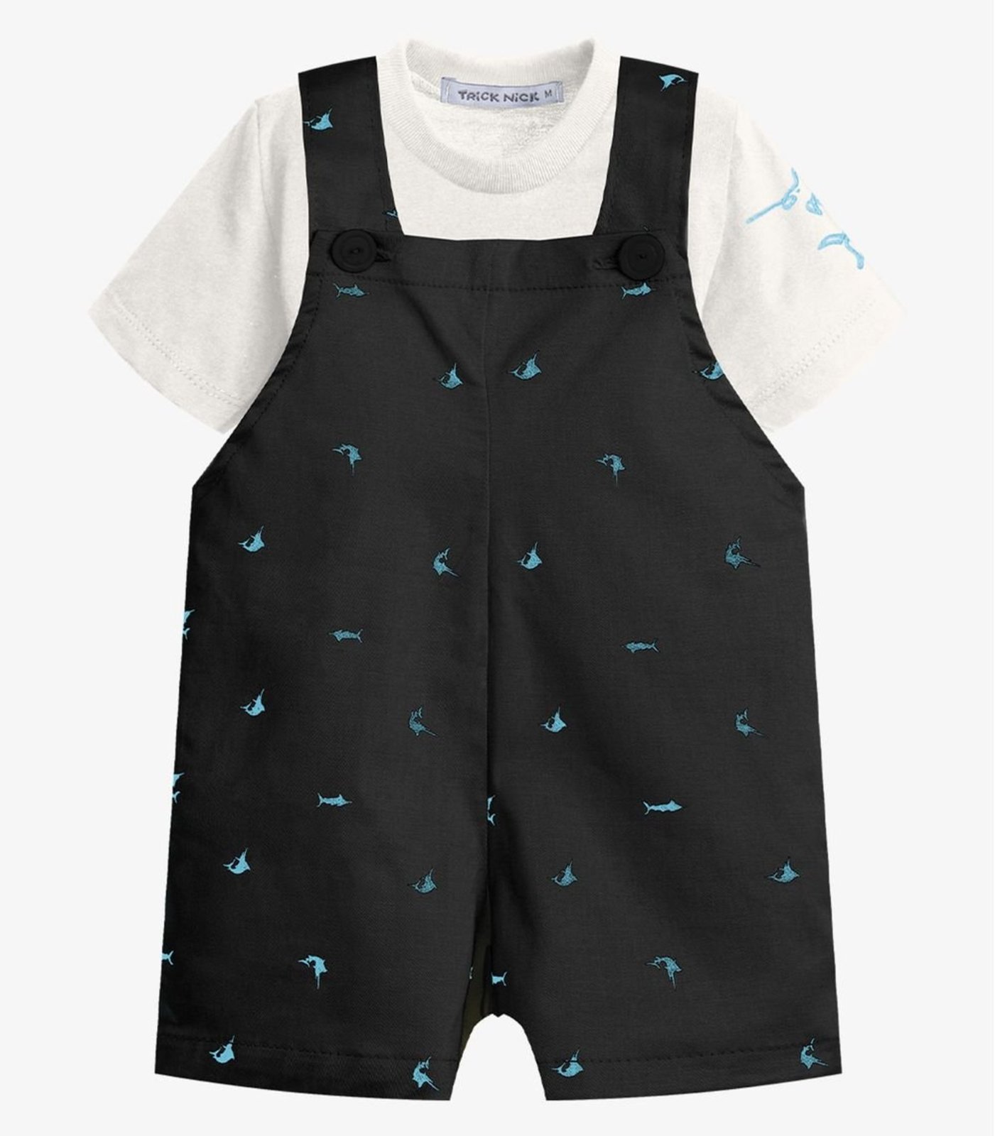 Infantil - Conjunto Camiseta E Jardineira Trick Nick Preto