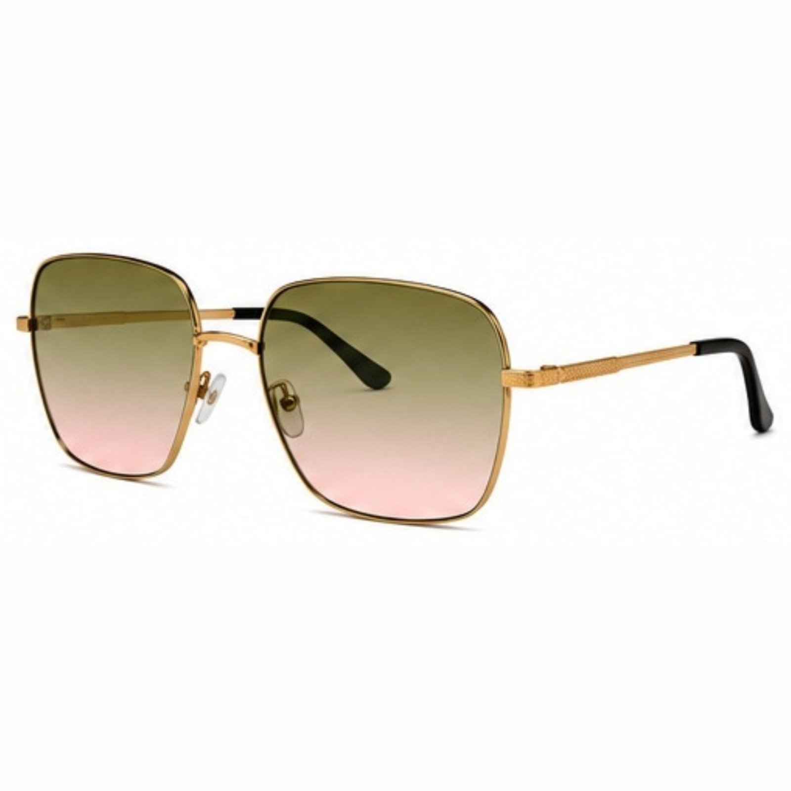 Óculos de Sol Unissex Quadrado Fino Armação Metálica Leve Proteção Solar UV400 Dourado