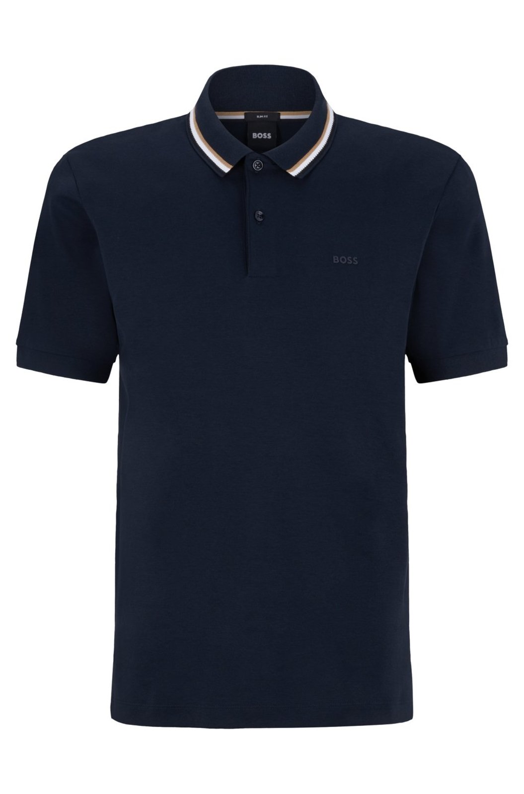 Polo De Ajuste Slim Em Algodão Com Colarinho Às Riscas