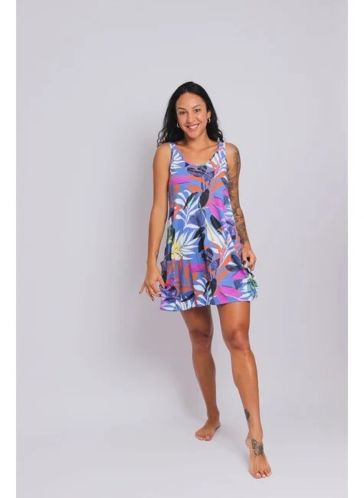 3105 – Saída de Praia Vestido Curto Com 2 Bolsos Ceu Santo Amaro – Duna Casual