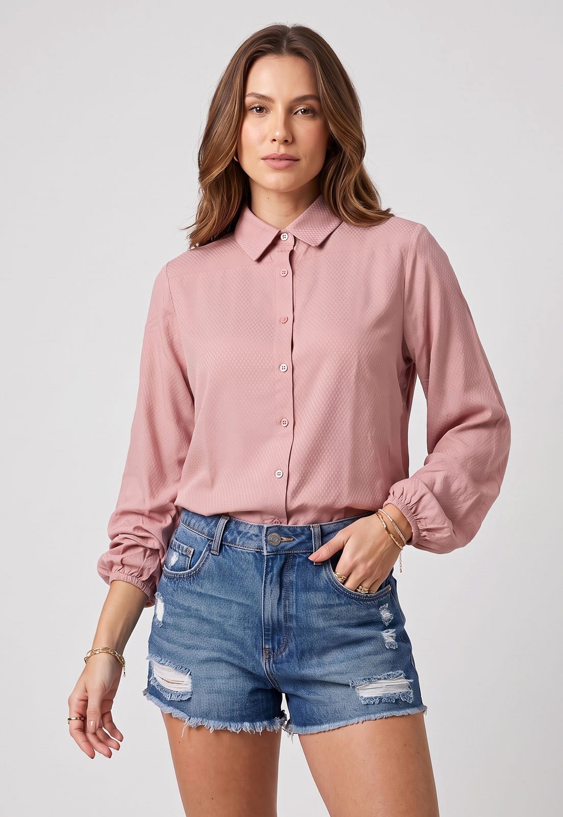Camisa Feminina Lez a Lez Gola Lapela Rosa