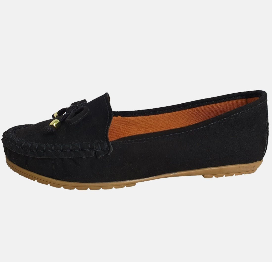 Sapatilha Mocassim Moda Pé Costurado À Mão Conforto Cor Preto