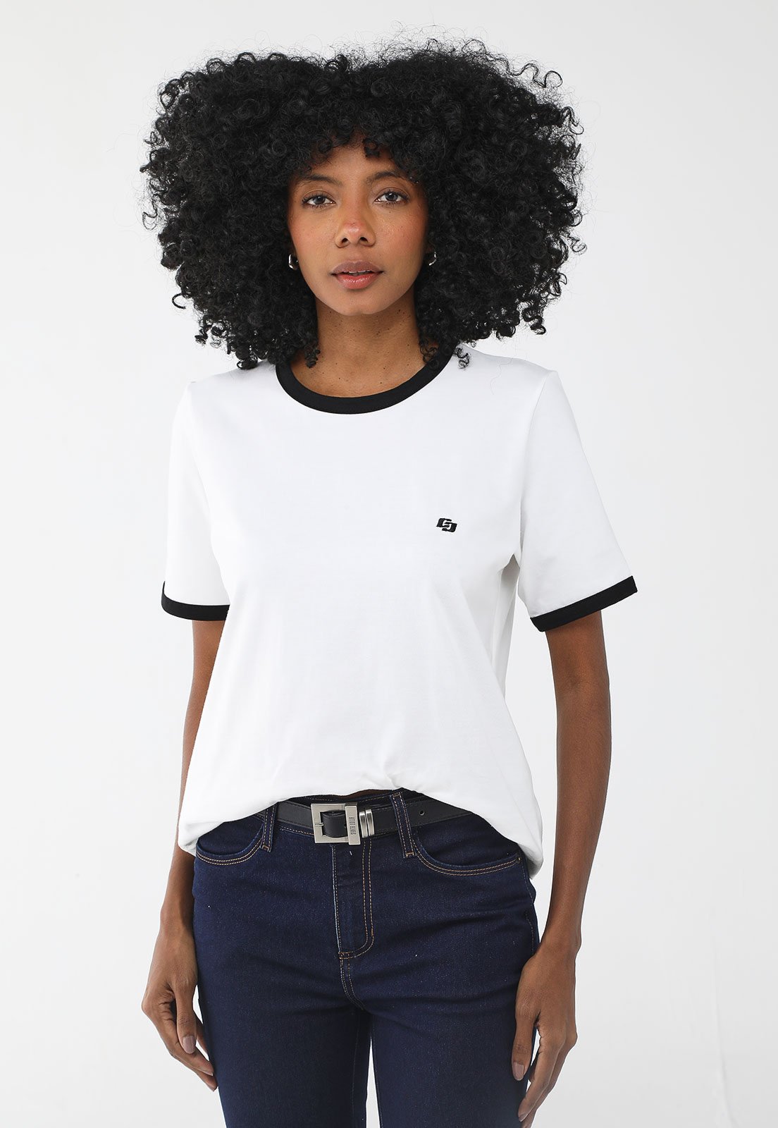 Camiseta Colcci Reta Logo e Vies Branca