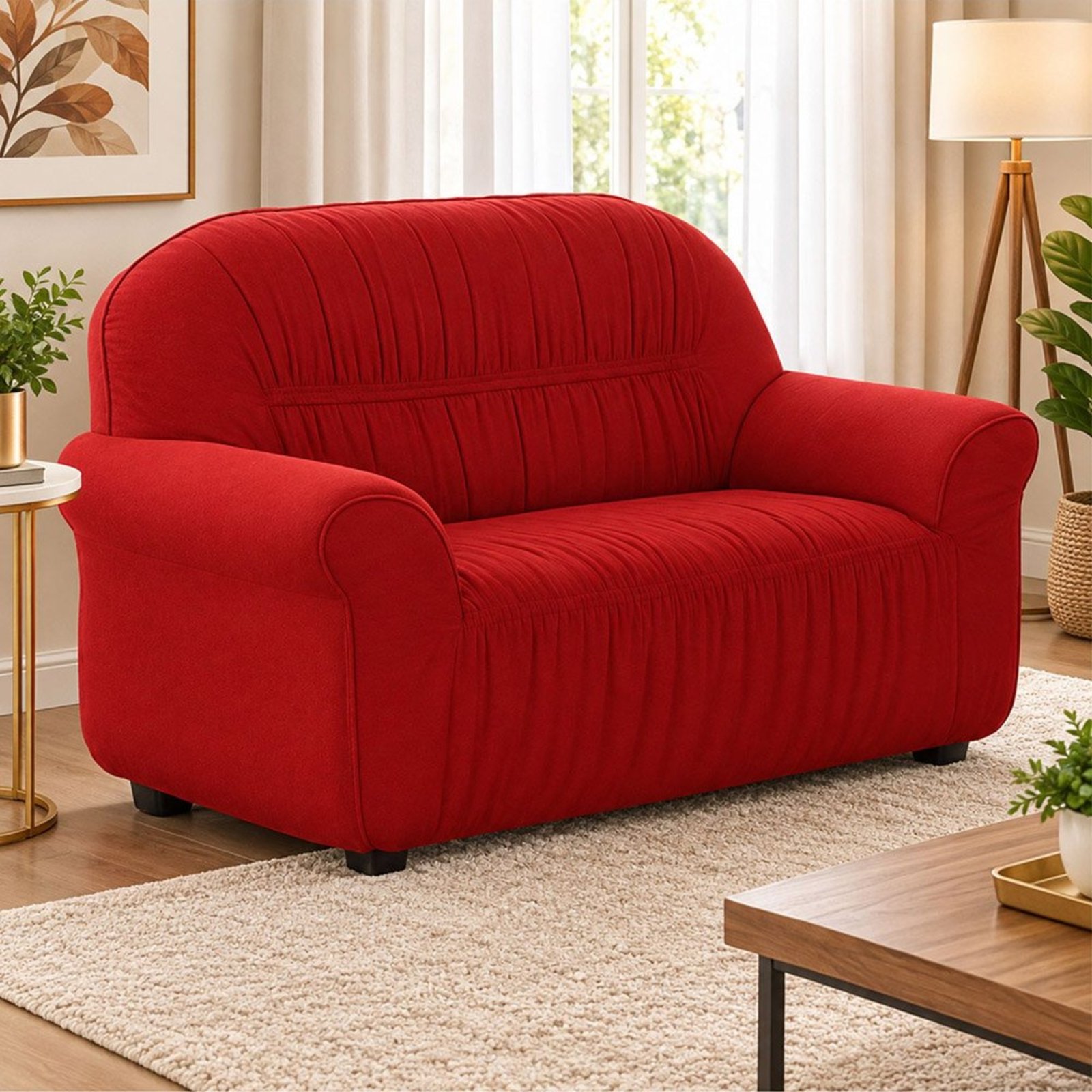 Capa para Sofá em Malha Elasticada 2 Lugares - Vermelho