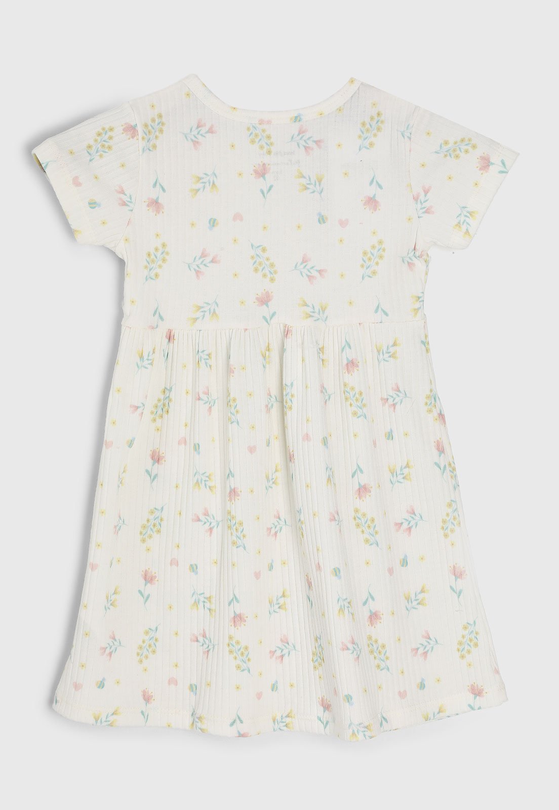 Vista 3 Vestido Kamylus Manga Curta Floral branco Kamylus branco