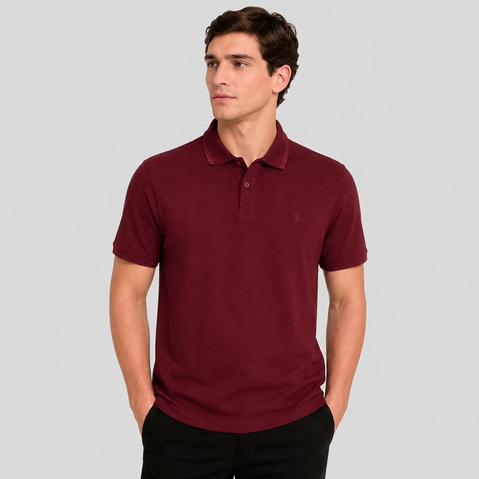 Camisa Polo Individual Comfort Basic Pr27 Bordô Masculino