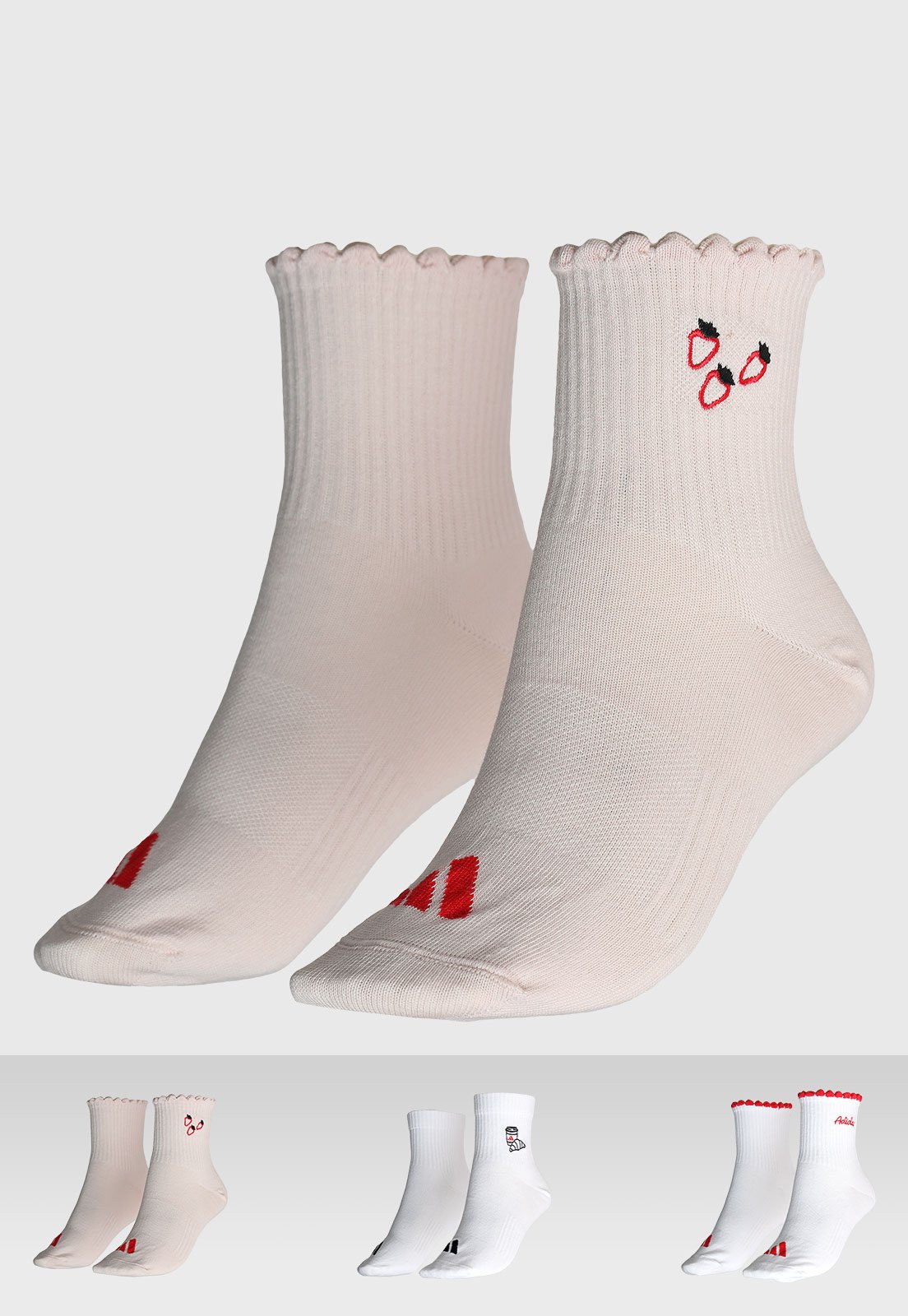Vista 2 Kit 3 Pares de Meias Feminina adidas Performance Gráfica rosa adidas performance rosa