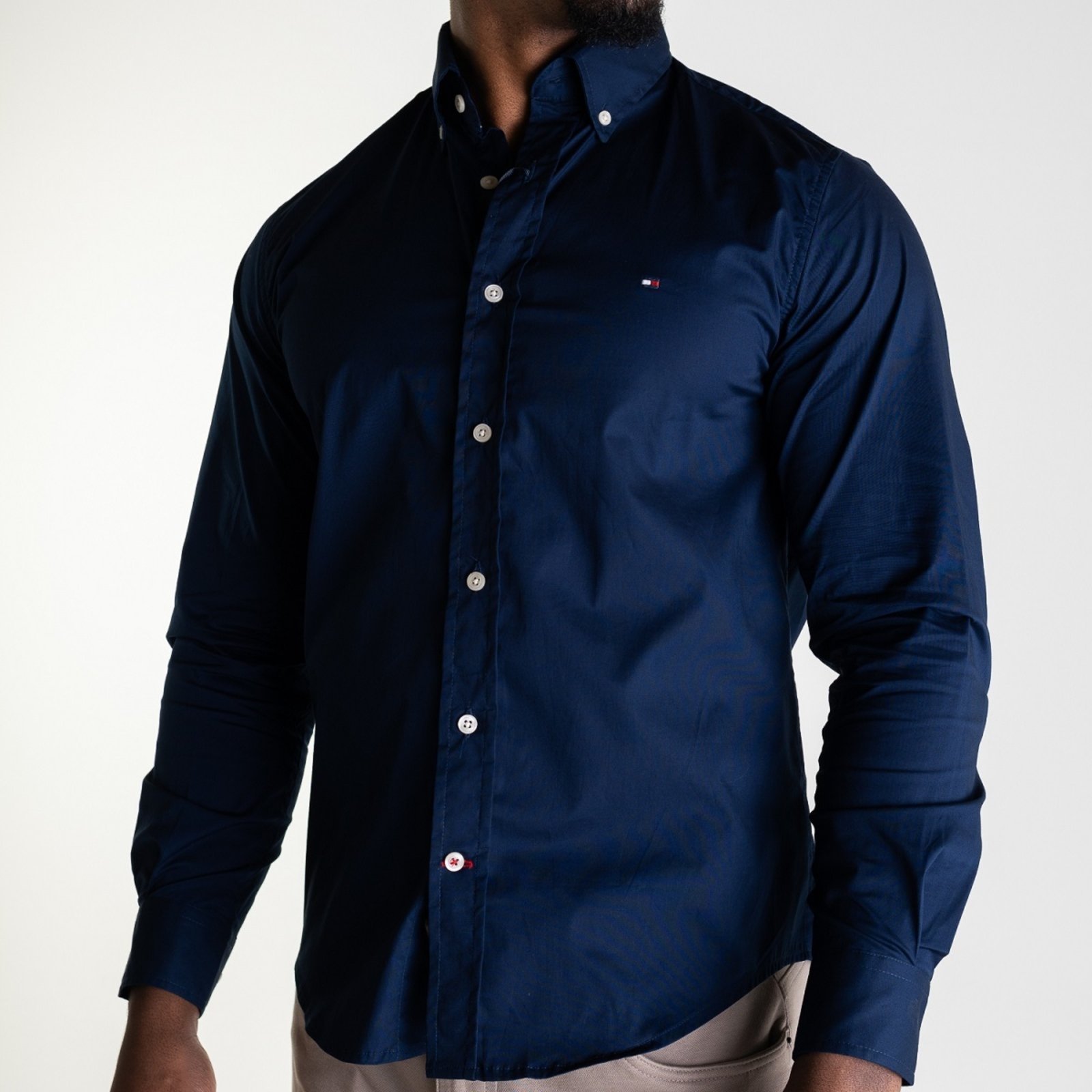 Vista 3 Camisa Tommy Hilfiger Classic Regular Fit azul marinho Tommy Hilfiger azul marinho
