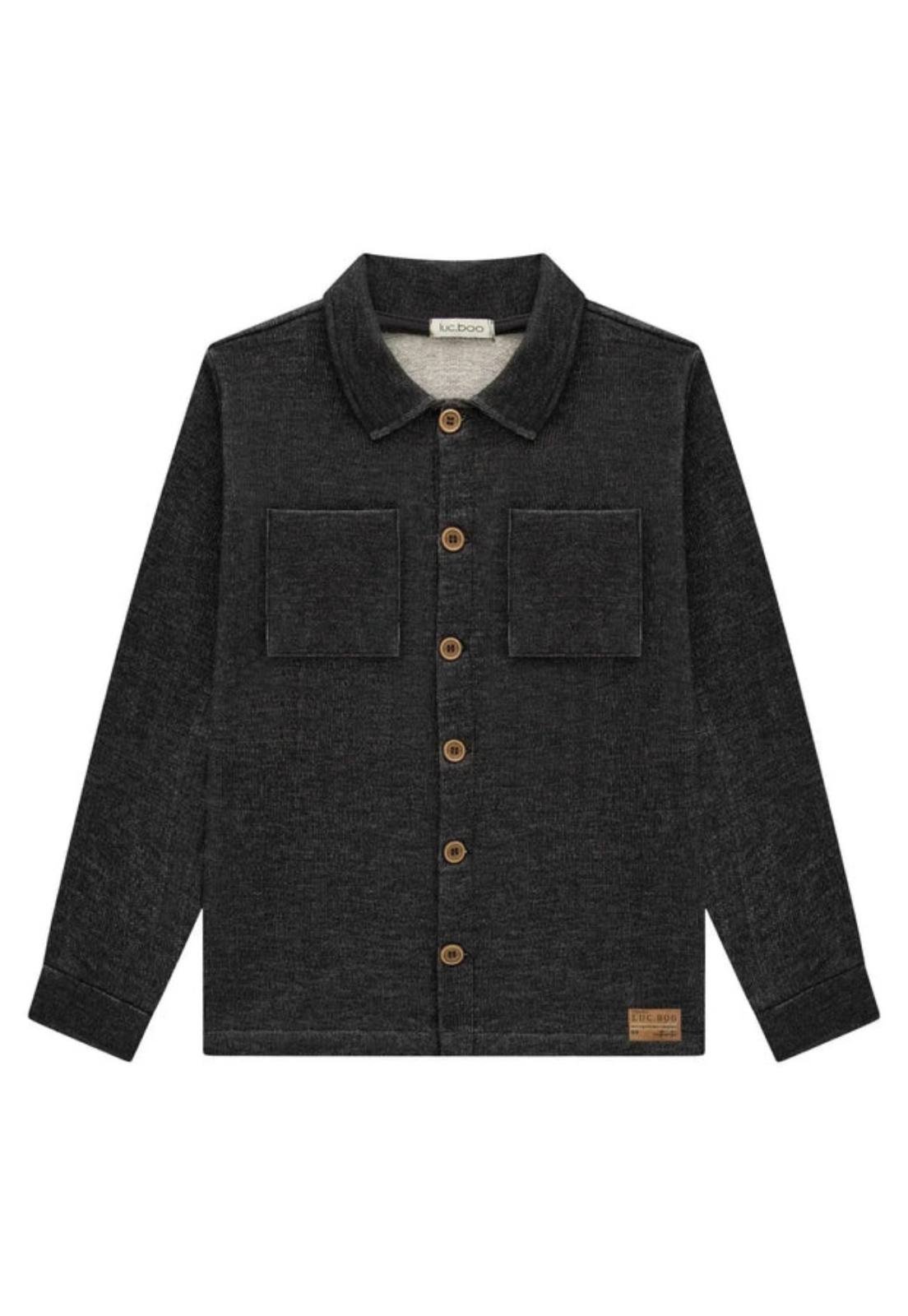 Infantil – Jaqueta Overshirt em Moletom Trabalhado 79469 LucBoo Preto
