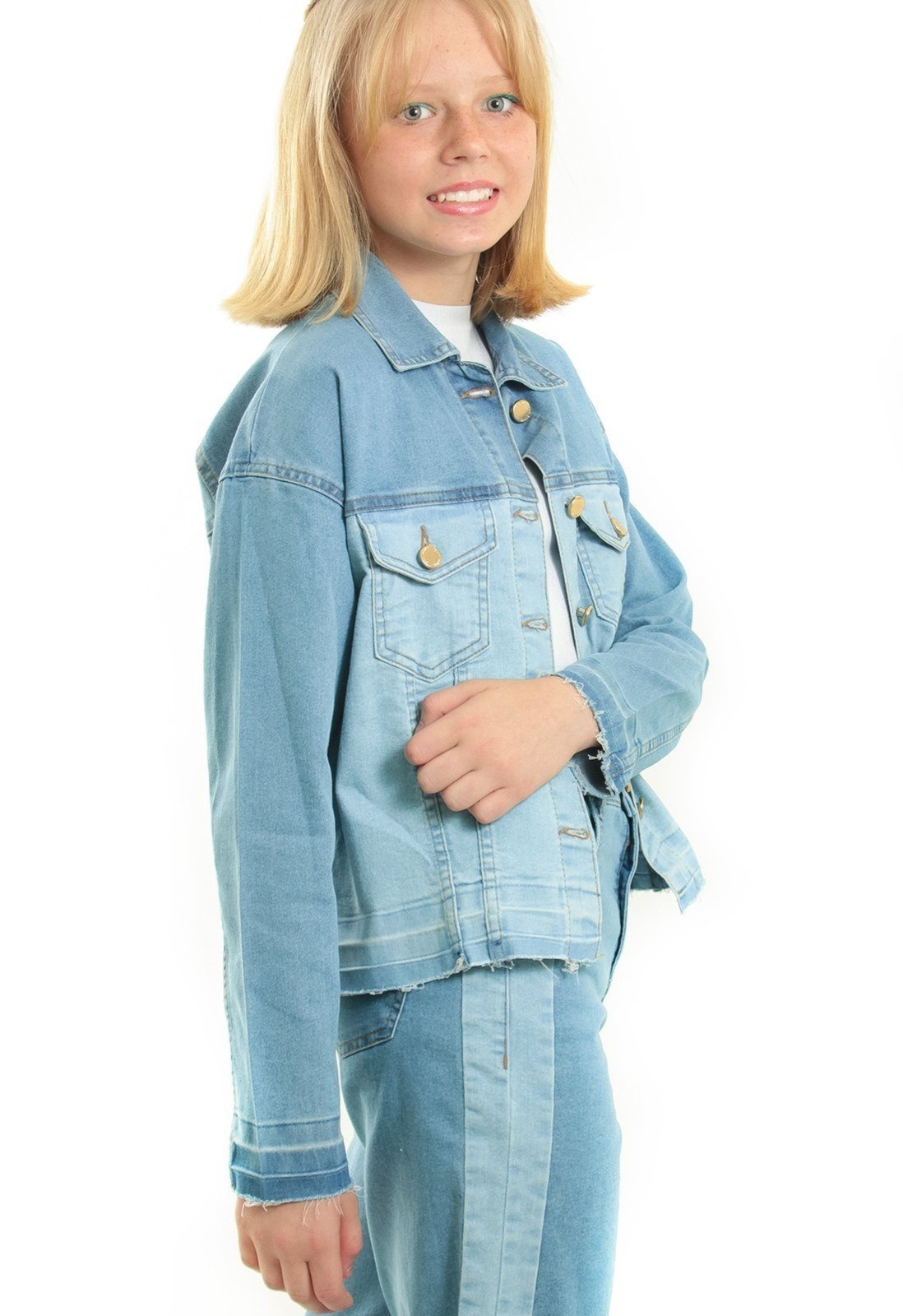 Infantil - Jaqueta Jeans Menina Duo Color