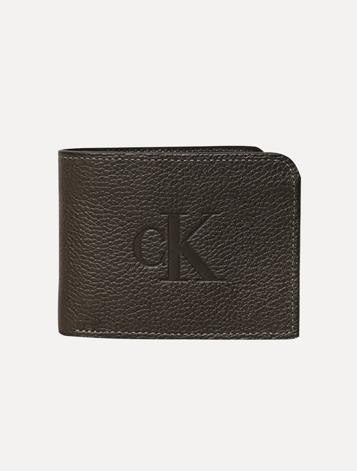 Carteira Calvin Klein Jeans Masculina Queima Center Logo CK Marrom Café