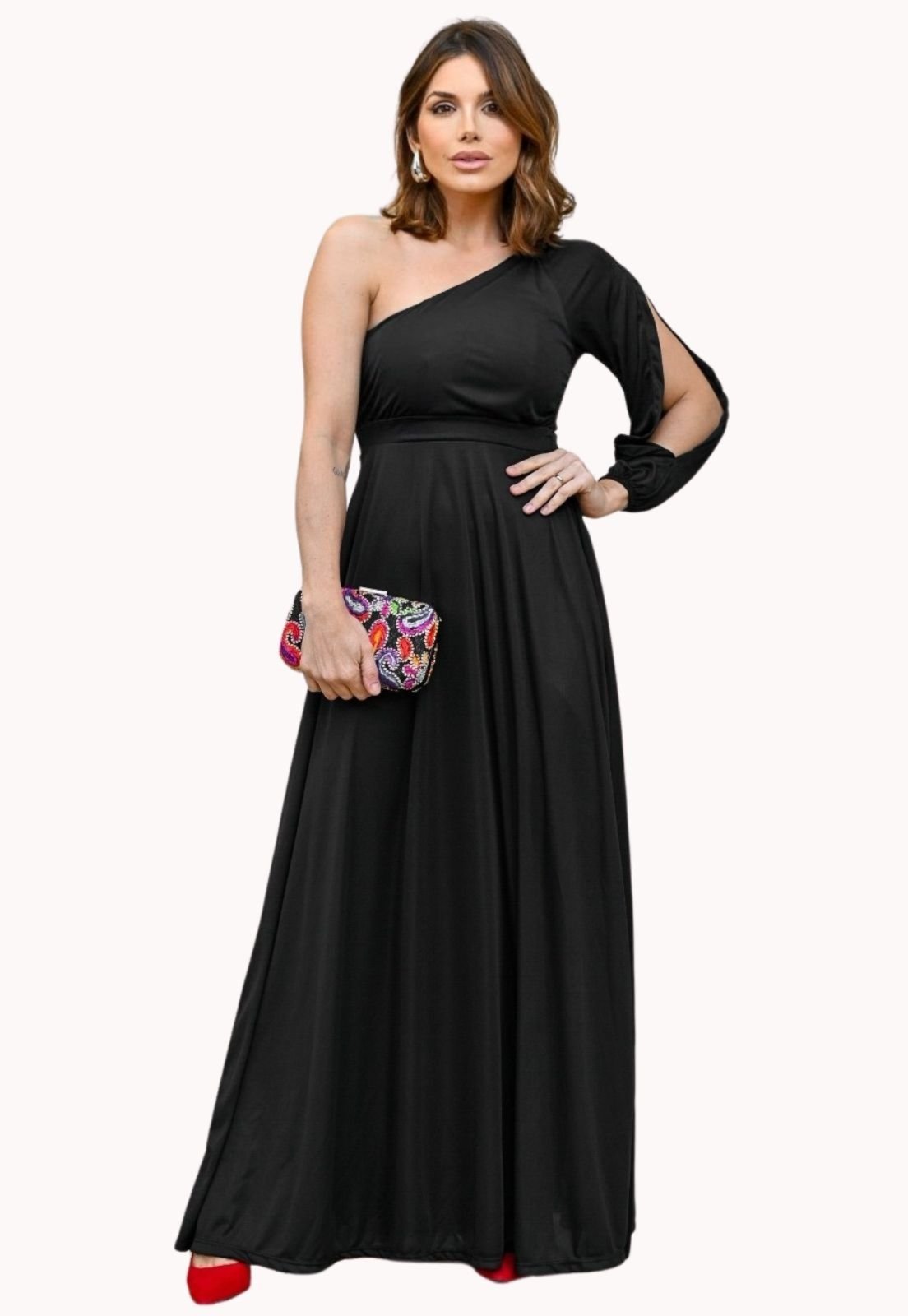 Vestido Longo Festa Ombro Só Madrinha Feminino Juquitiba Brasil preto
