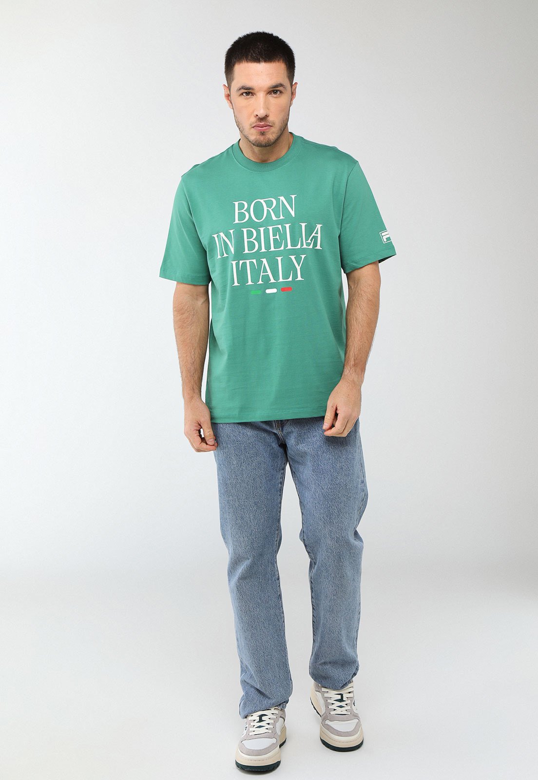 Vista 3 Camiseta Masculina Fila Comfort Born In Biella Italy verde Fila verde