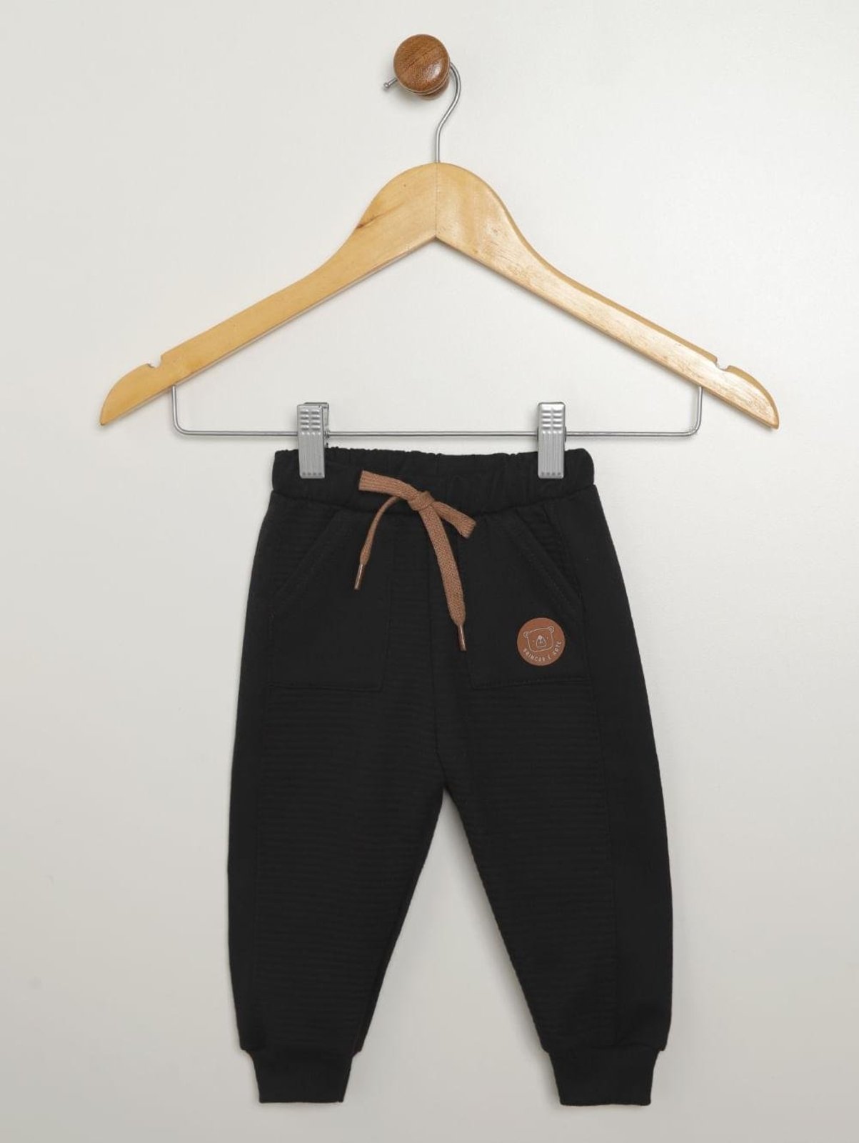 Infantil - Calça Moletom Com Punho Para - PRETO