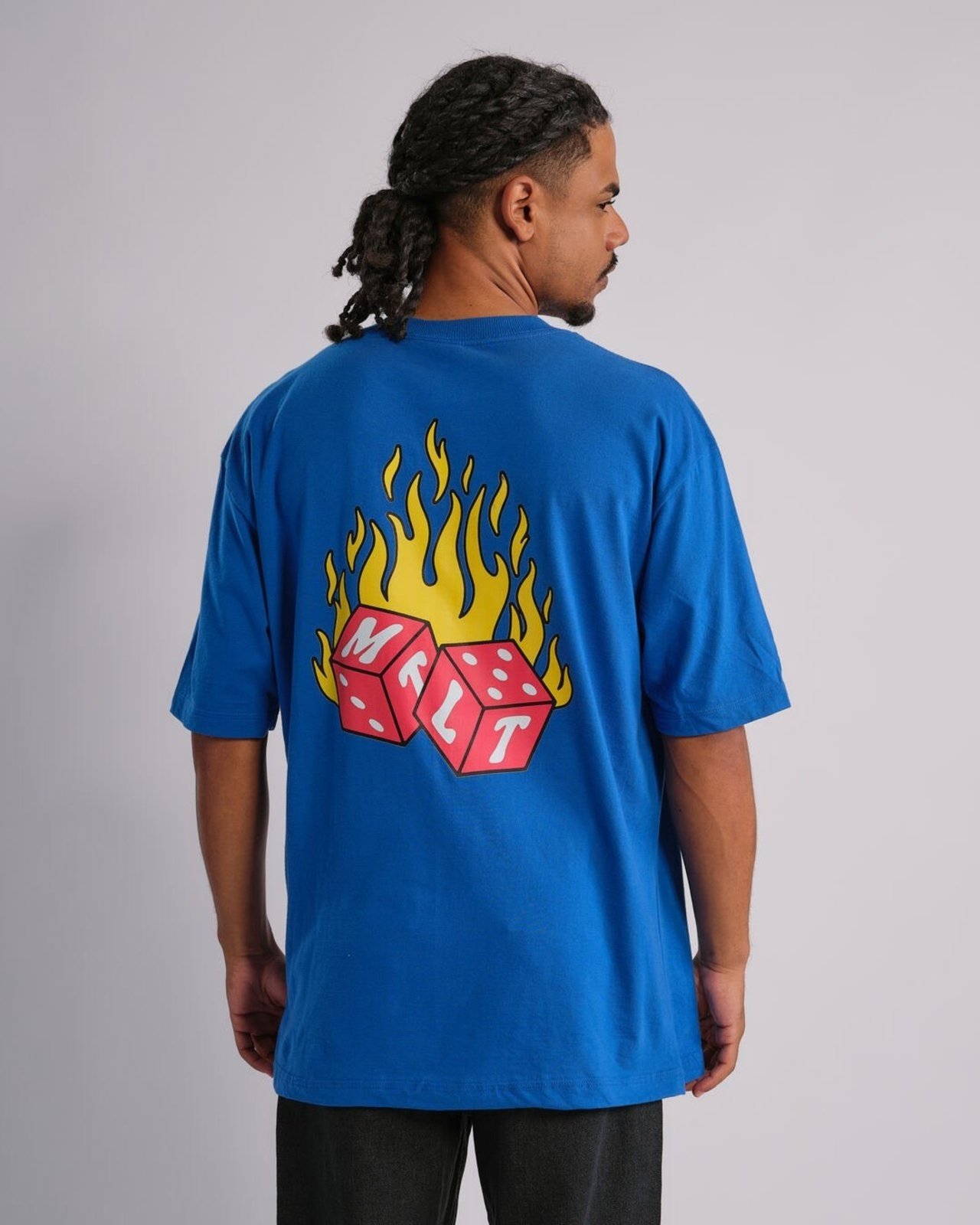 Camiseta Oversized Estampada Flame - Azul Royal