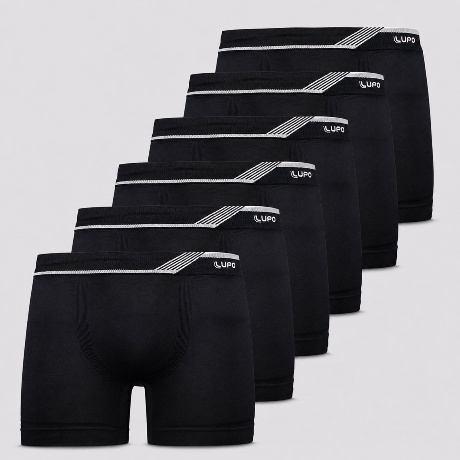 Kit 6 Cuecas Lupo Boxer Microfibra Sem Costura Preta