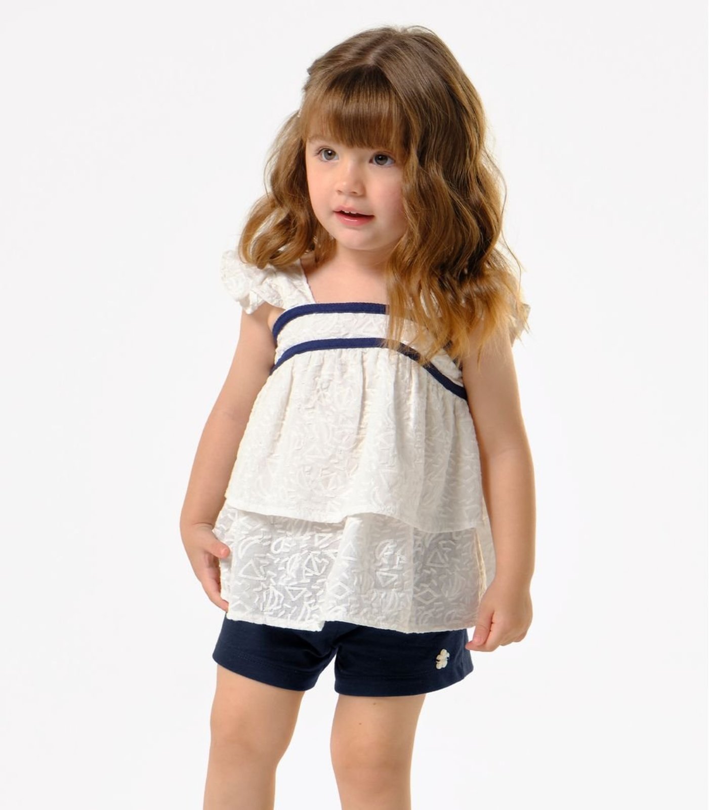 Infantil - Conjunto Menina Blusa Com Shorts Trick Nick Bege