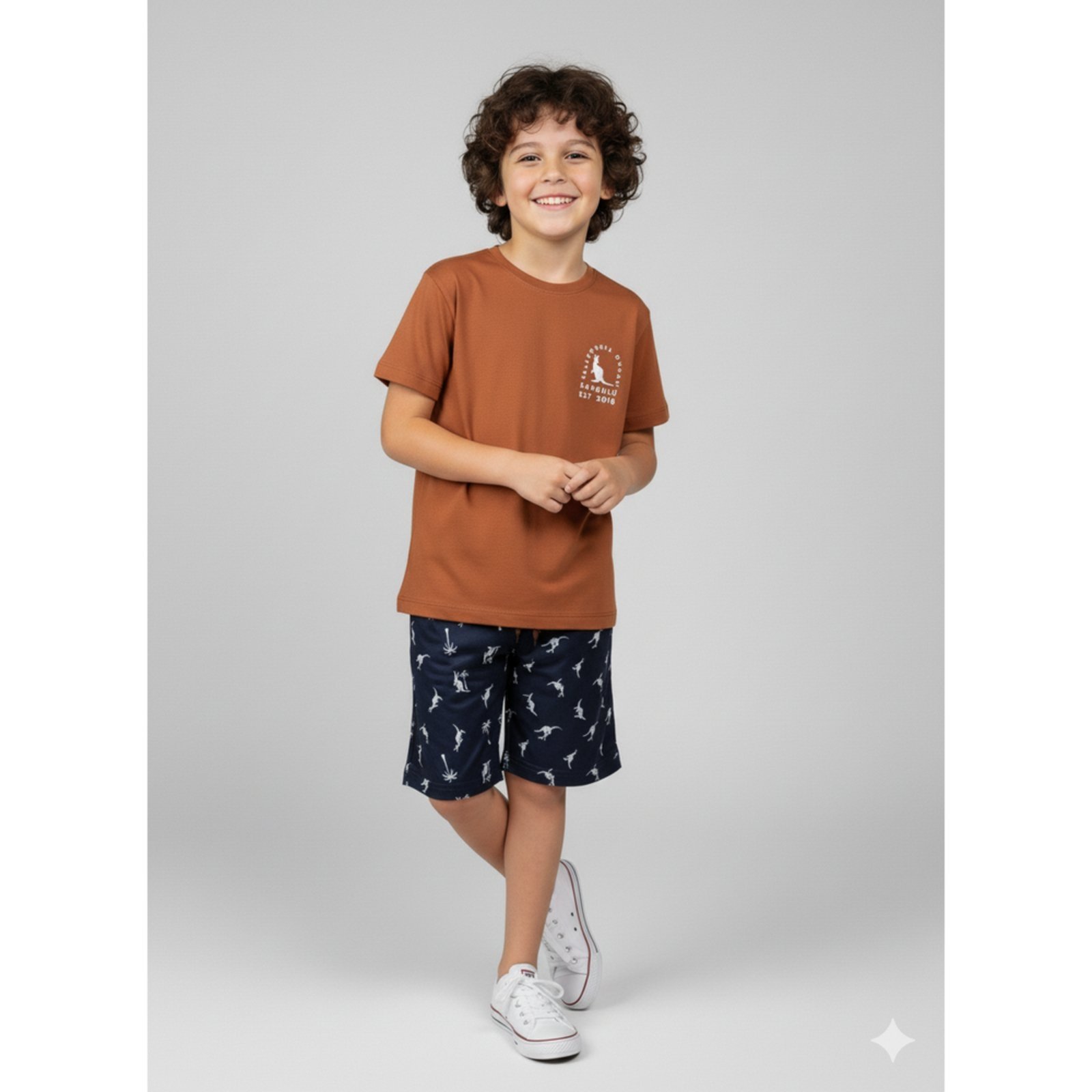 Vista 2 Infantil - Conjunto Menino Verão Califórnia Dream Kangulu ROSA AZUL KIDS caramelo ROSA AZUL KIDS caramelo