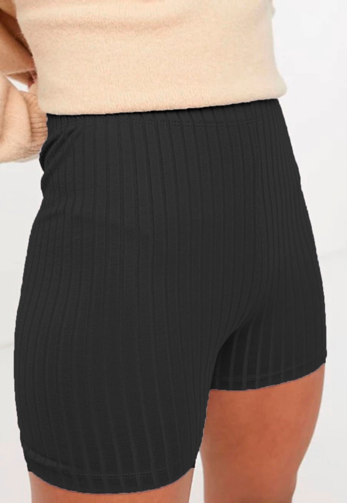 Short Canelado Diluxo Preto Verão