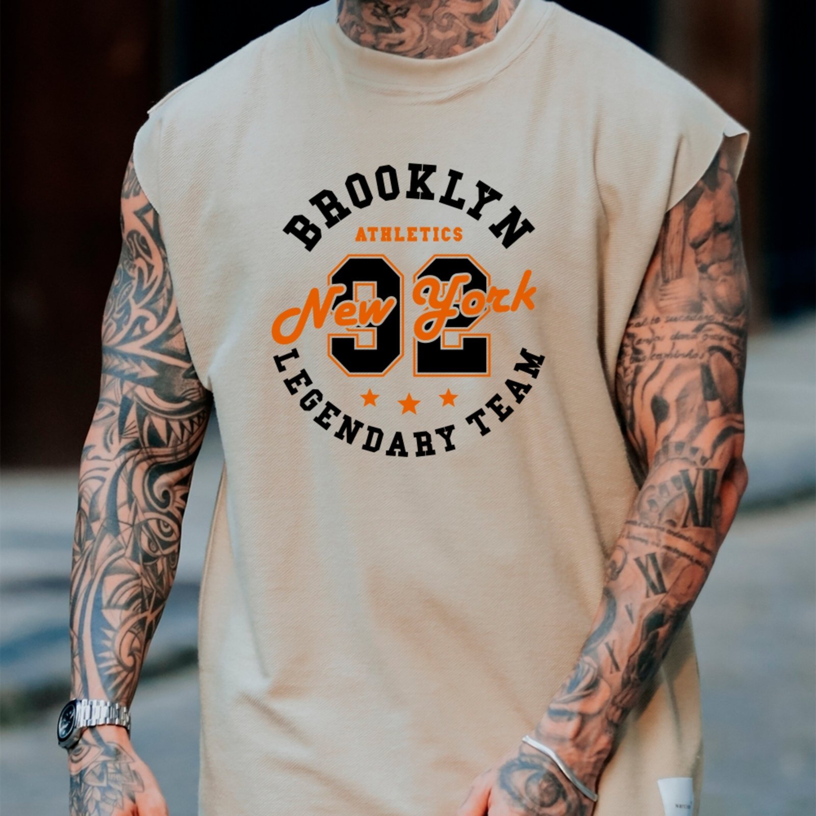 Camiseta Regata Machão Ousy Brooklyn 92 New York Oversized Masculina Off White