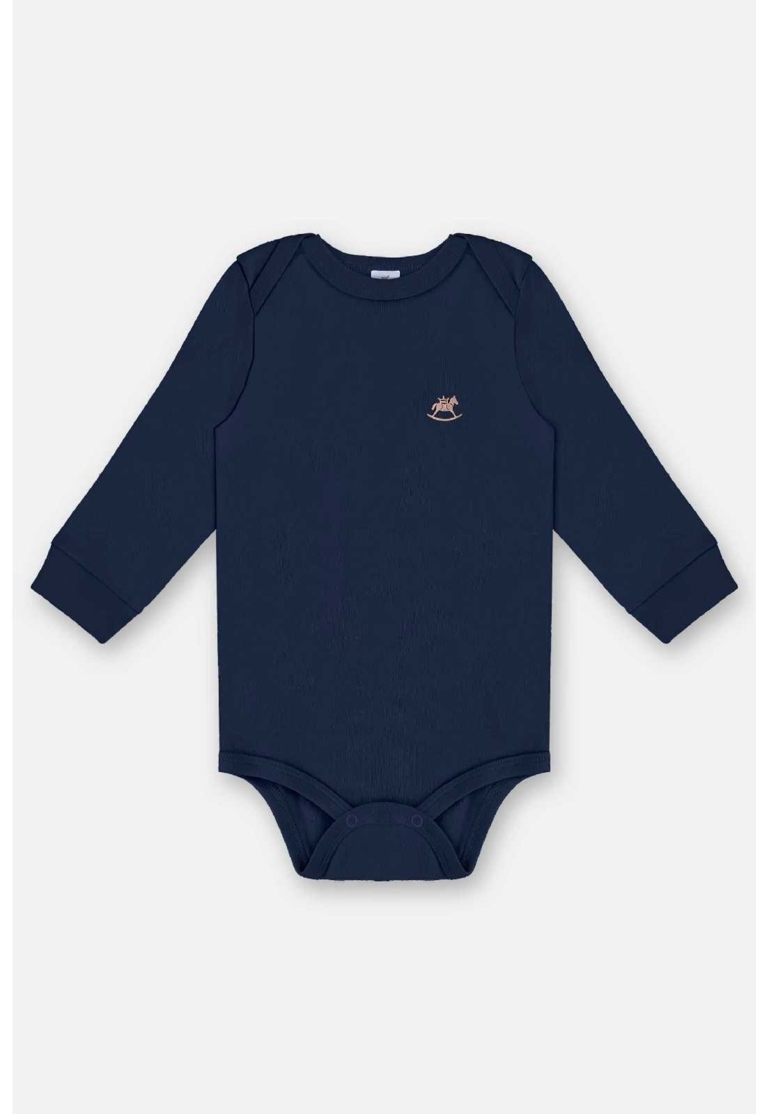 Infantil - Body Manga Longa Unissex em Suedine Up Baby Azul Marinho