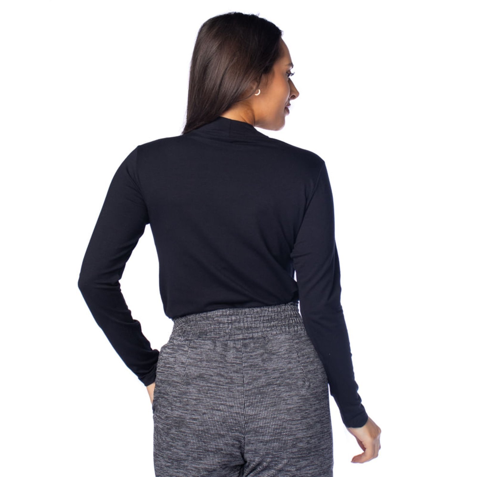 Vista 3 Blusa Feminina Rechsul Gola Careca Tecido Leve preto RechSul preto