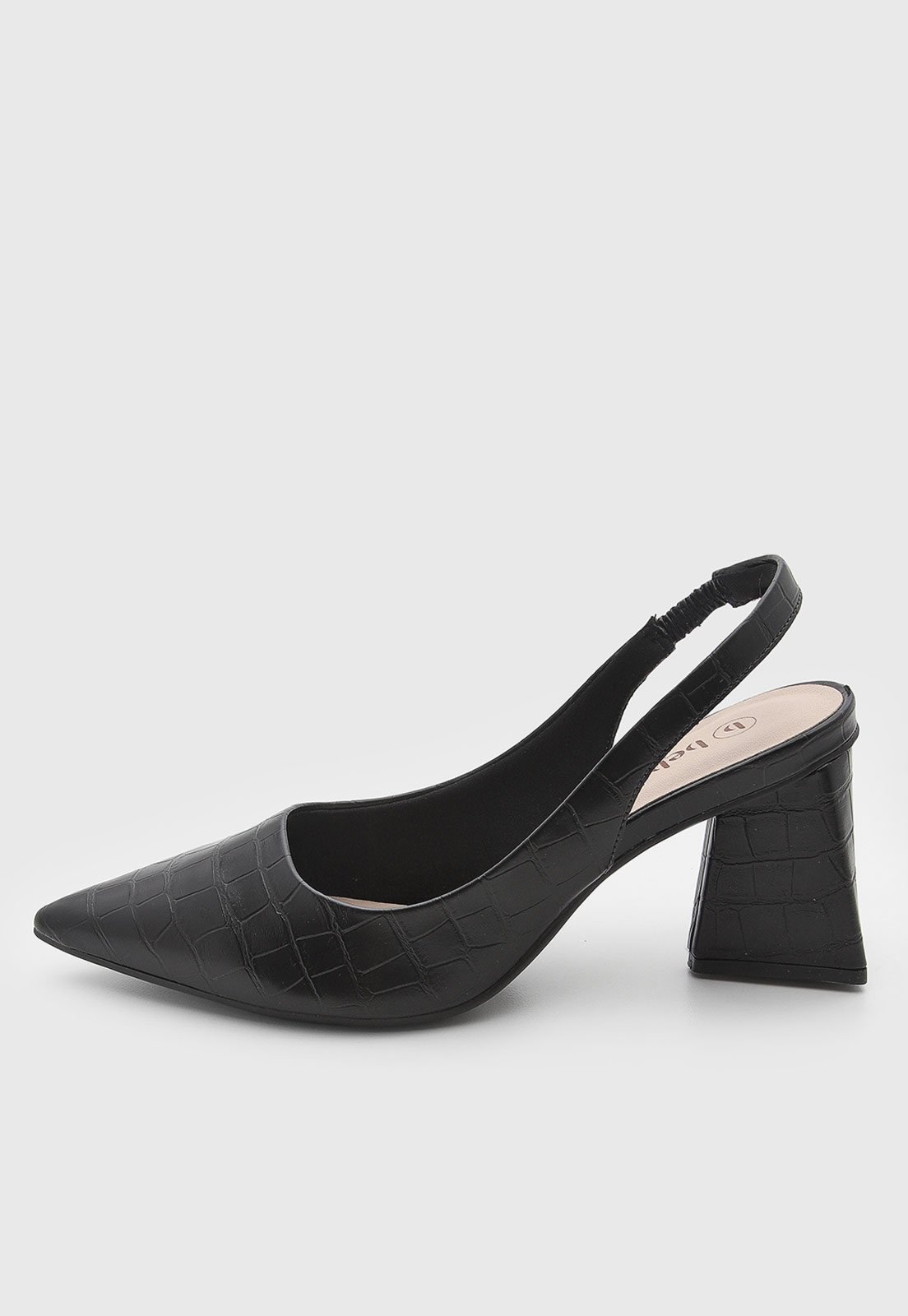 Scarpin Feminino cê Slingback Croco Preto