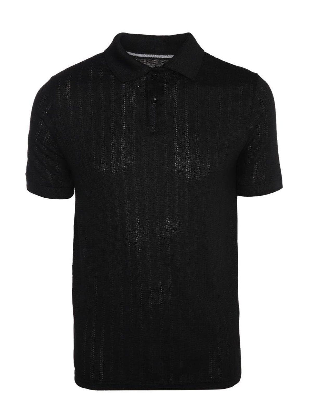 Polo Manga Curta Malha Trabalhada Masculina PRETO