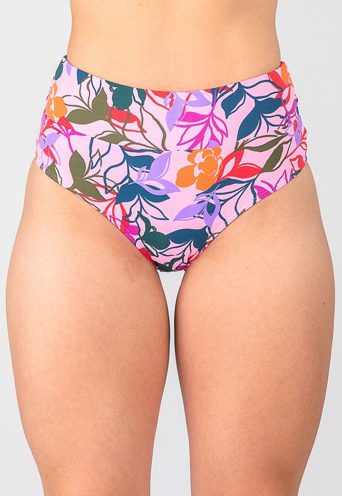Calcinha Summer Soul Hot Pants Cós Duplo Folhagem Rosa