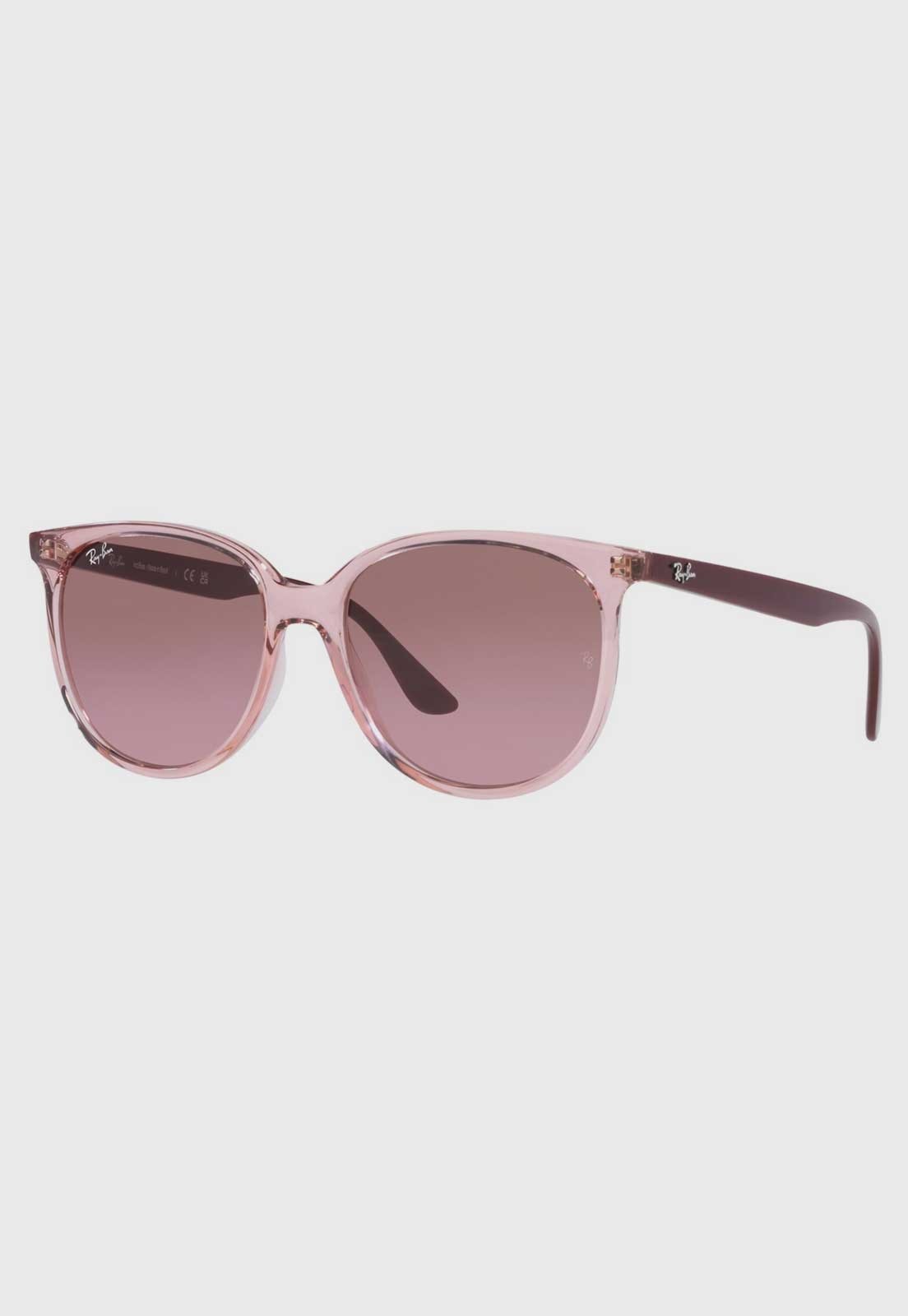 Óculos Feminino Ray-Ban RB4378L Armação Rosa Translúcido Hastes Vinho Lente Rosé