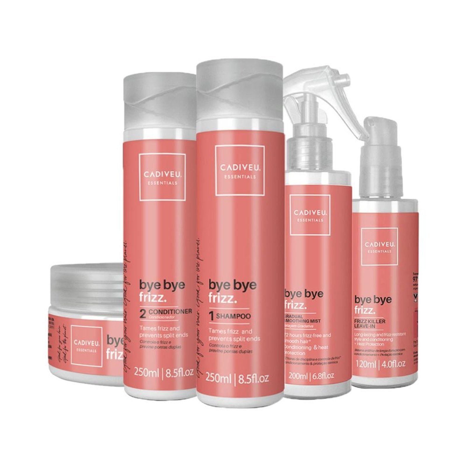 Vista 2 Kit Cadiveu Essentials Bye Bye Frizz - 5 Produtos Cadiveu Professional incolor Cadiveu Professional incolor