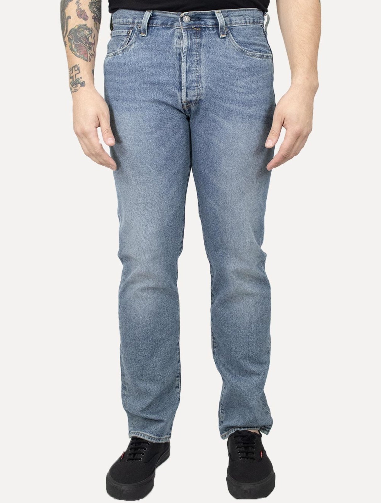 Calça Levis Jeans Masculina 501 Original Stretch Mid Rise Azul Clara