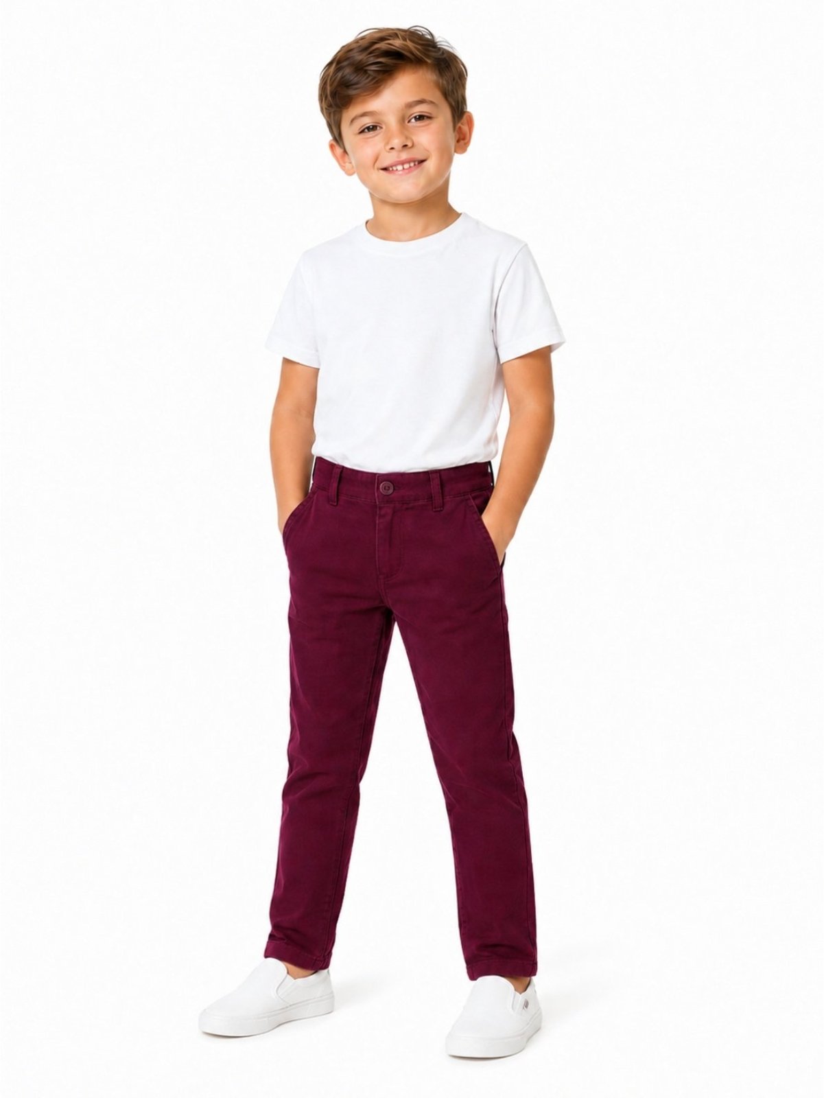 Vista 2 Infantil - Calça Alfaiataria Crawling Masculina Vinho bordô Crawling bordô