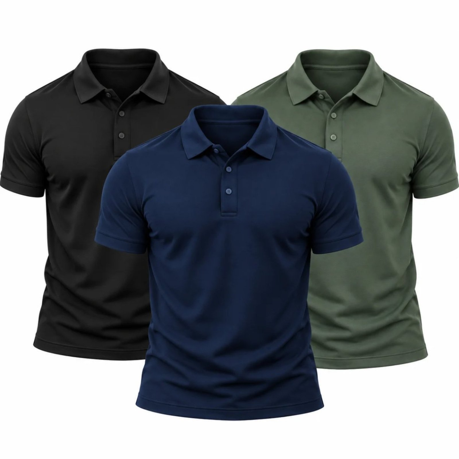Kit 3 Camisas Polo Poliamida Masculina Básica Premium Colorido