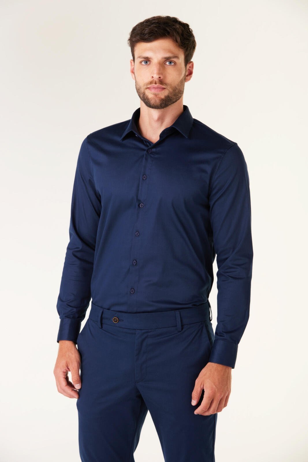 Camisa Slim Algodão Egípcio Traymon – Marinho – P