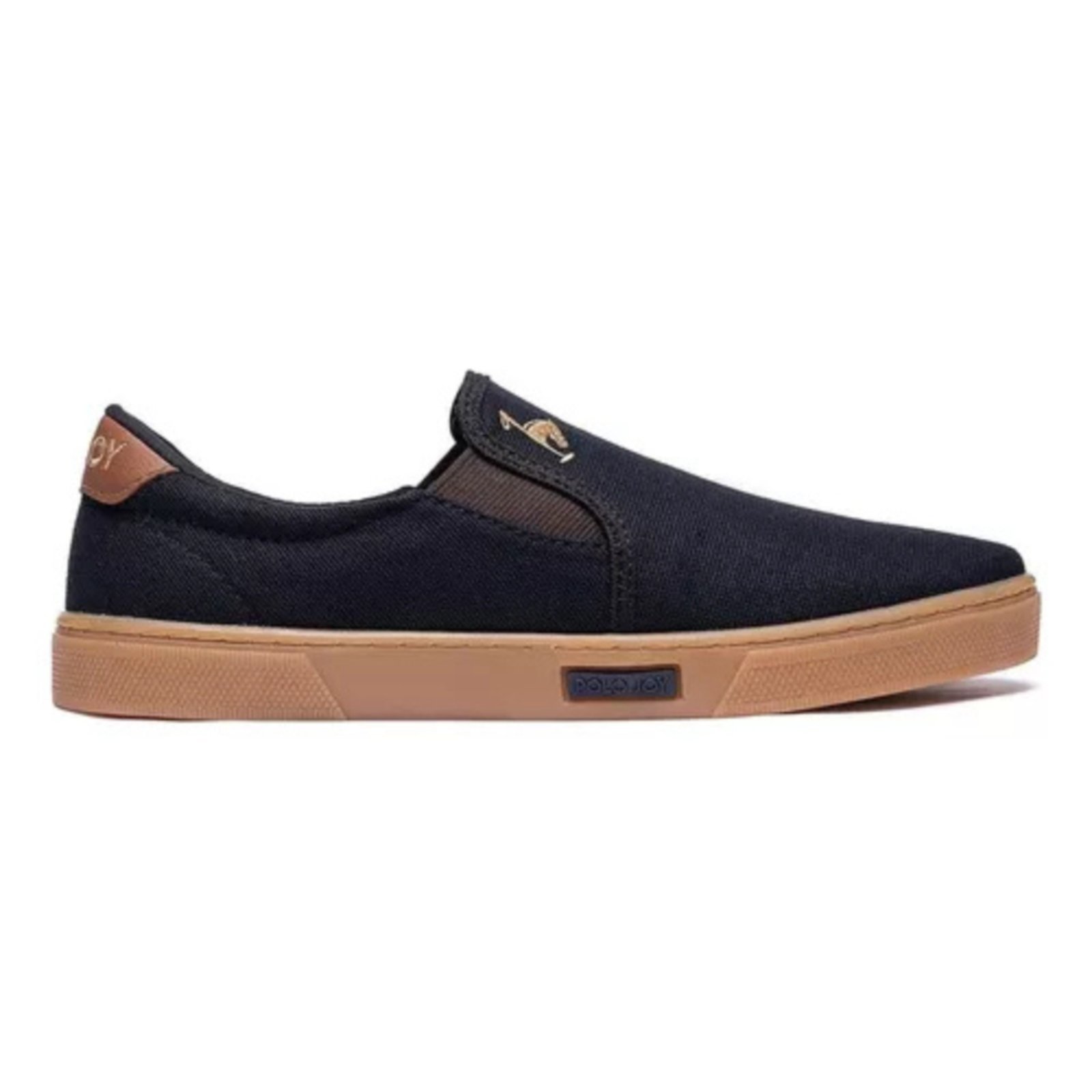 Sapatênis Masculino Polo Joy Slip On Casual Todos Tamanhos Preto Latex