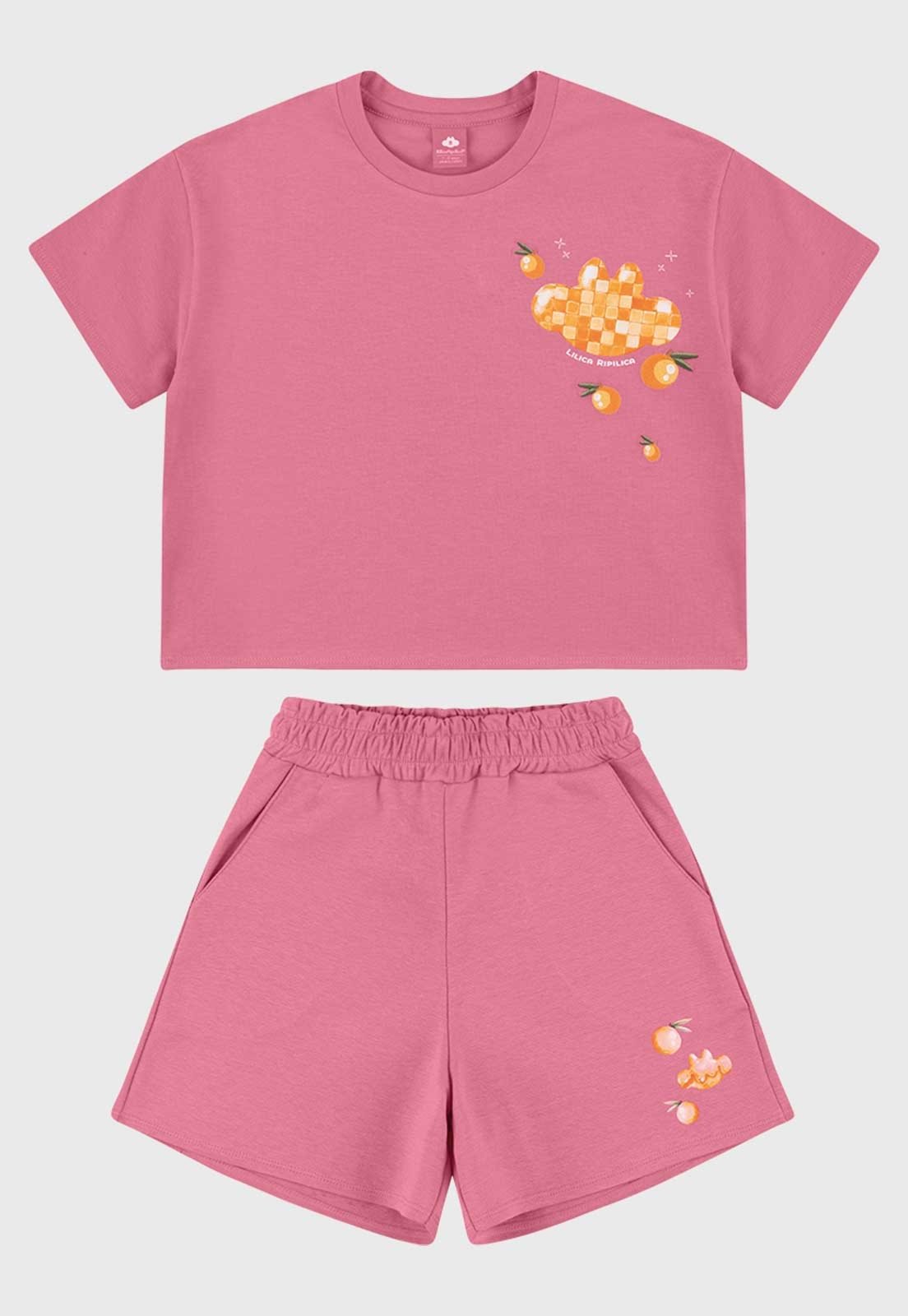 Infantil - Conjunto Lilica Ripilica Com Blusa Cropped E Short Rosa