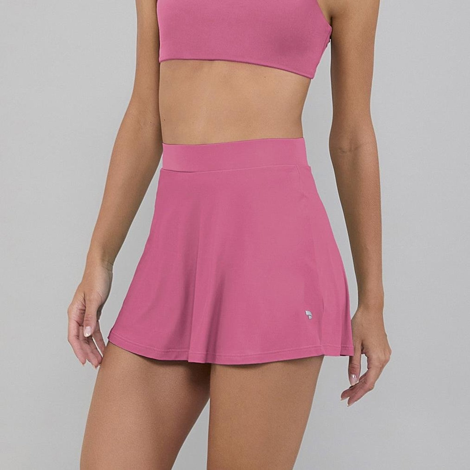 Saia-Shorts Alto Giro Eterna Sobreposta Evase P26 Rosa Feliz Rosa