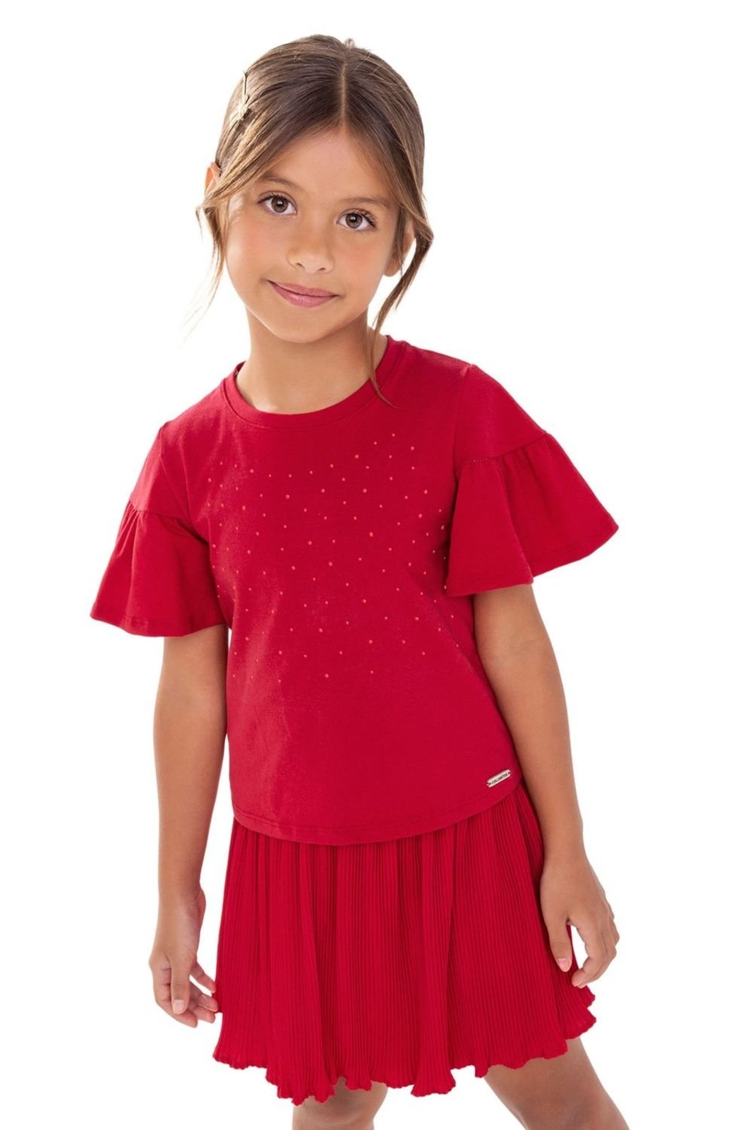 Infantil - Conjunto Menina Franzido Strass Colorittá Vermelho