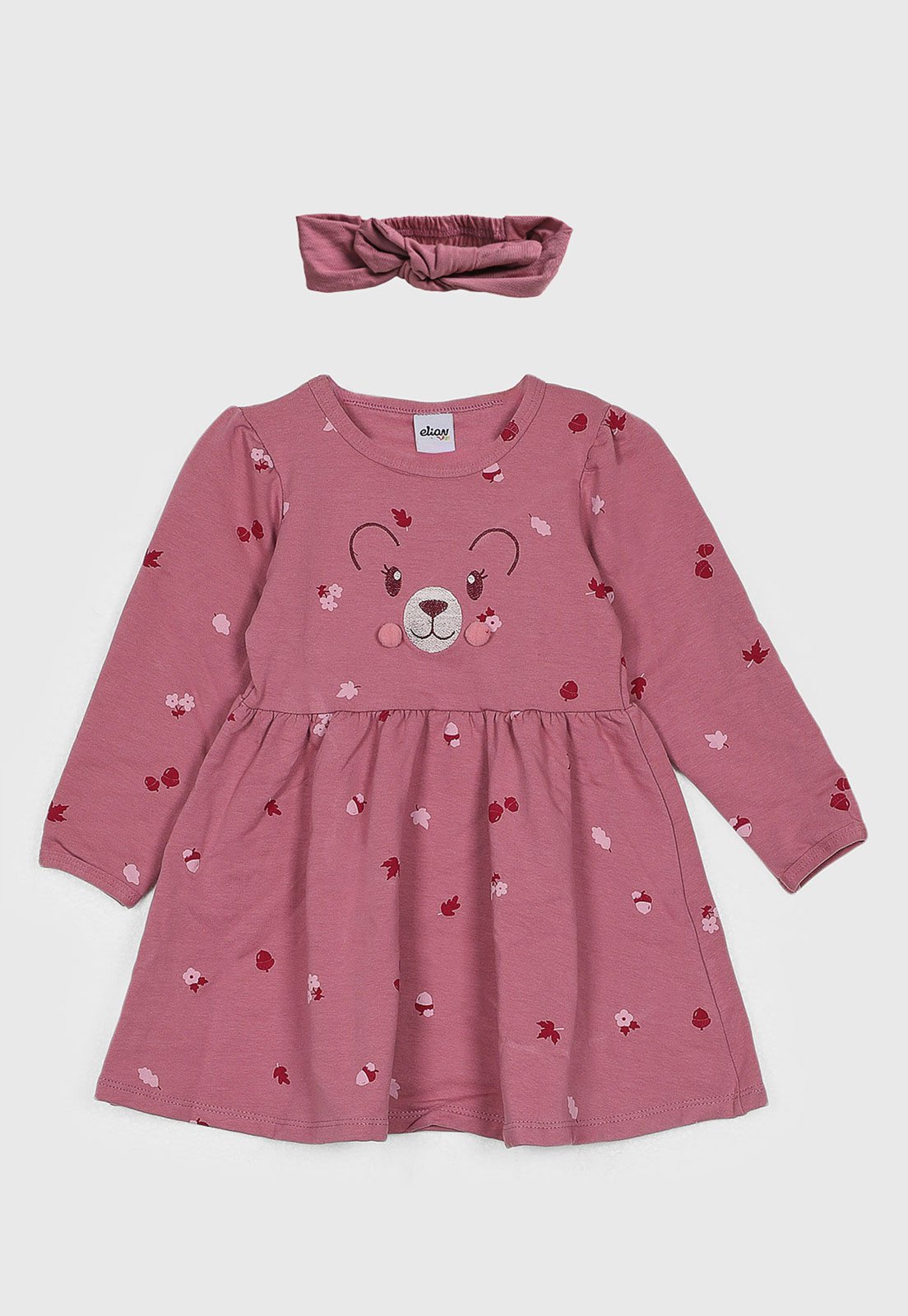 Vestido Elian Estampa Urso e Flores Rosa