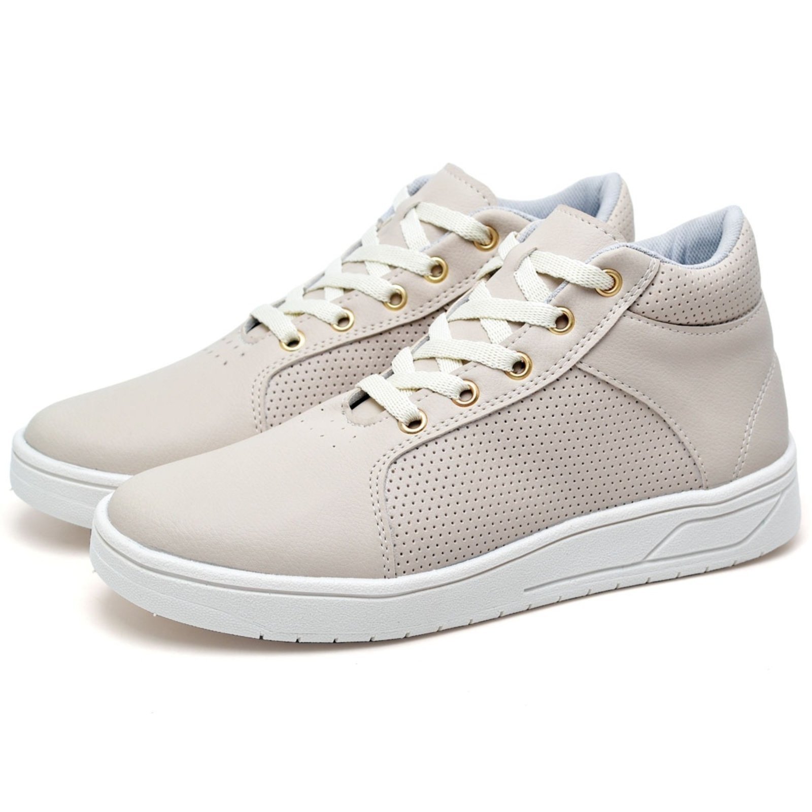 Vista 3 Tênis Feminino Casual Botinha Cano Alto Conforto em Sintético Polo Blu bege Polo Blu bege