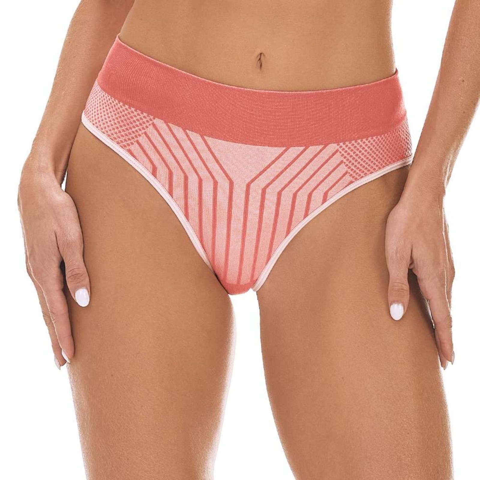Calcinha Tanga Jacquard Listrado Vertical Rosa Arbórea sem Costura Zee Rucci